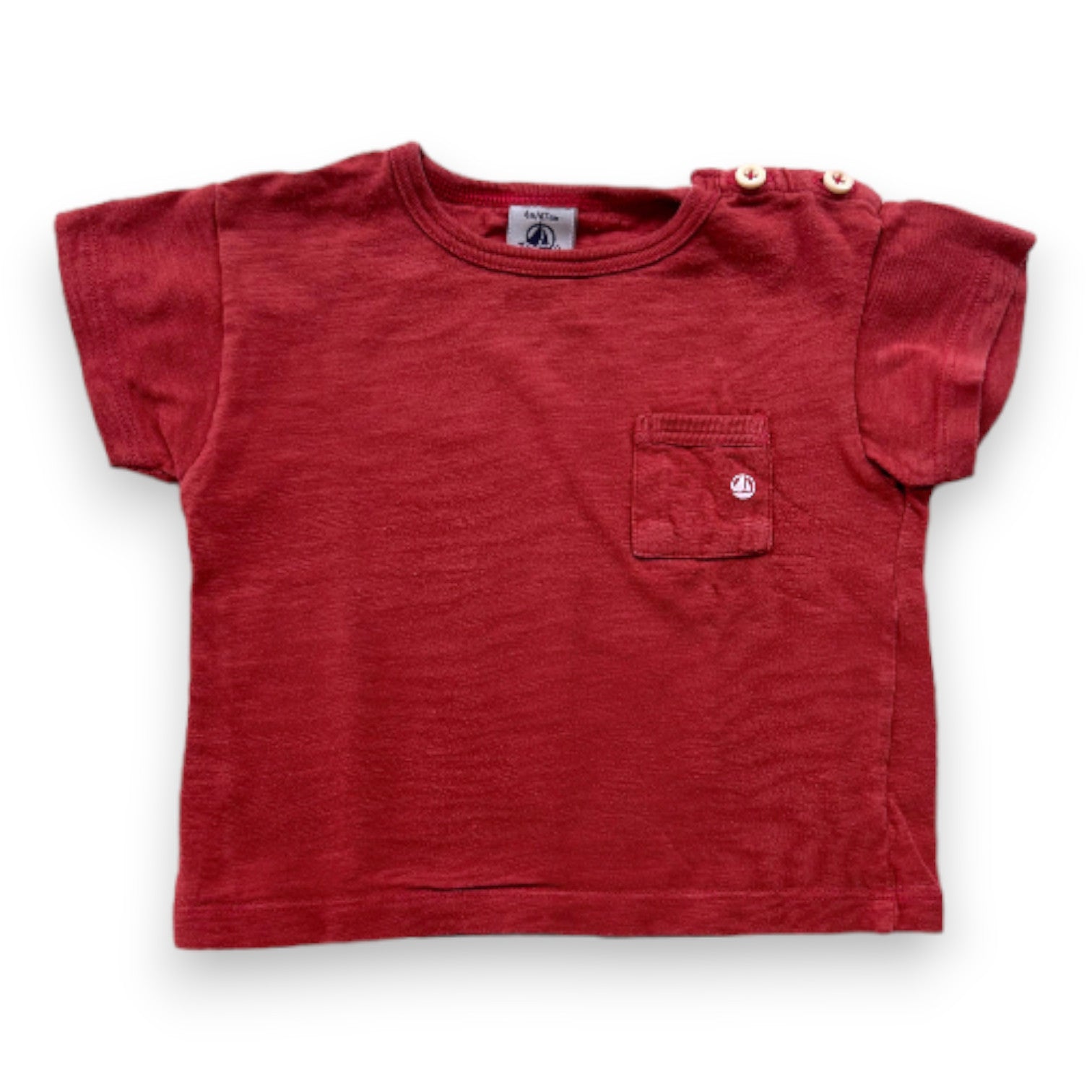 PETIT BATEAU - Rotes Kurzarm-T-Shirt - 6 Monate