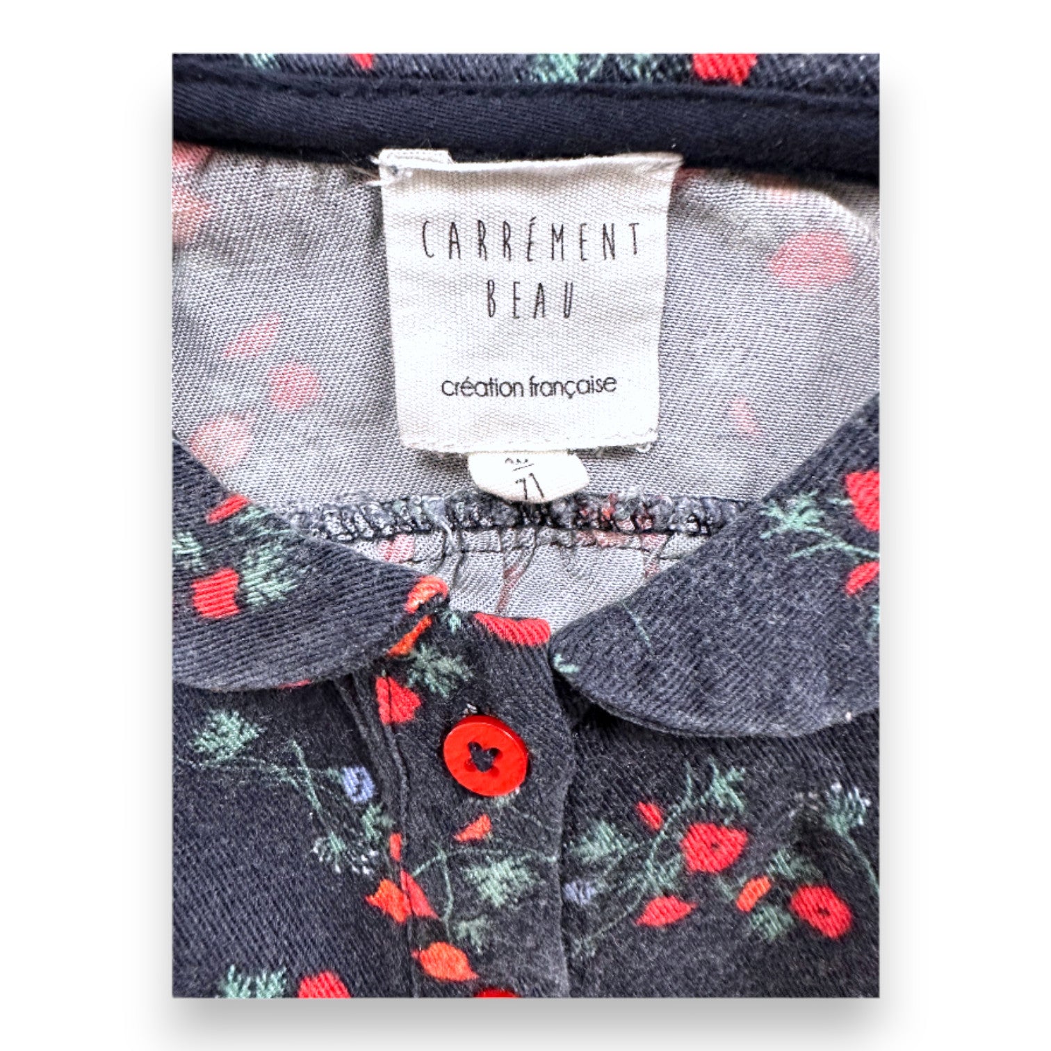 CARREMENT BEAU - Marineblaue Bluse mit Blumenmuster - 9 Monate