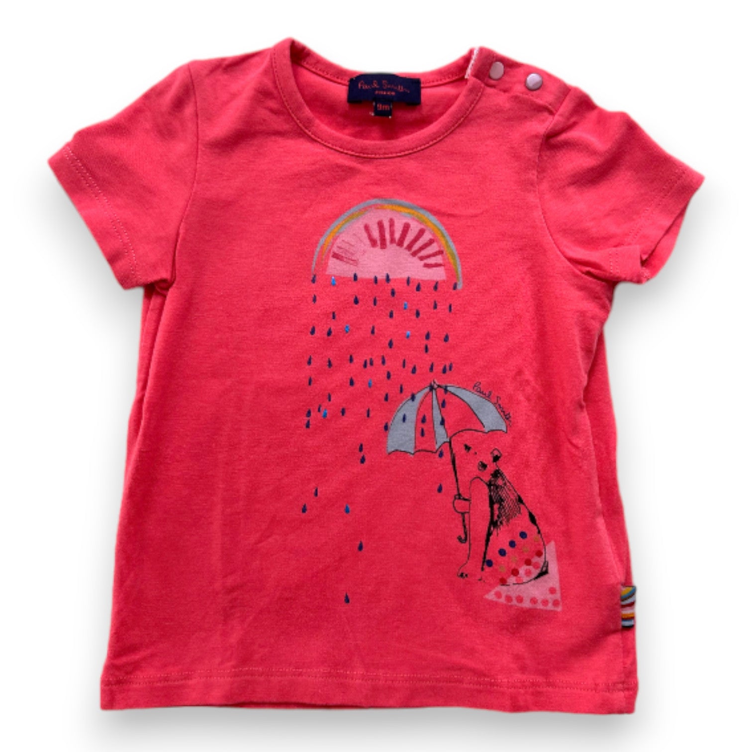 PAUL SMITH - T-shirt rose à manches courtes avec imprimés - 9 mois