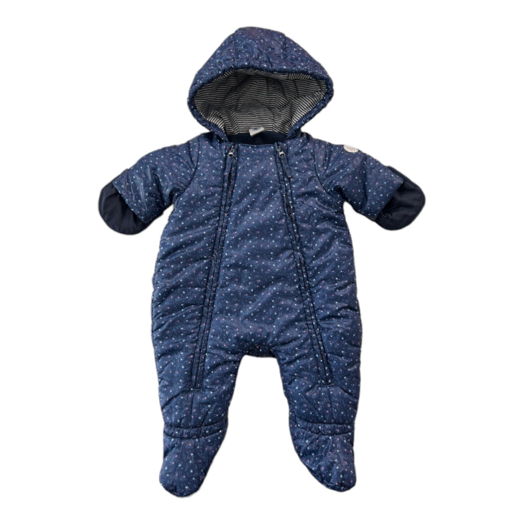 PETIT BATEAU - Navy blue floral pilot suit - 3 months