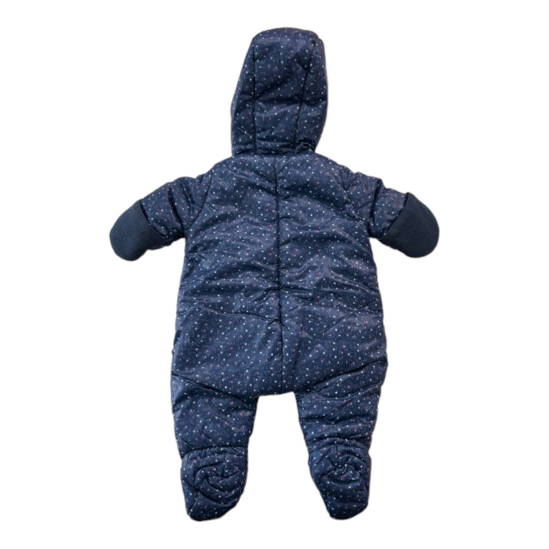 PETIT BATEAU - Navy blue floral pilot suit - 3 months