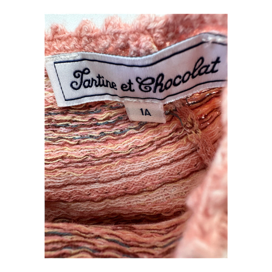 TARTINE & CHOCOLAT - Rosa Wollkleid mit Muster am Kragen - 12 Monate