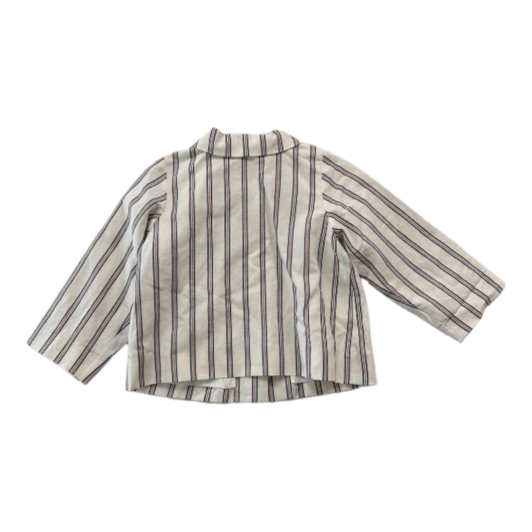 BONPOINT - Weißer Leinenblazer mit blauen und roten Streifen - 3 Jahre