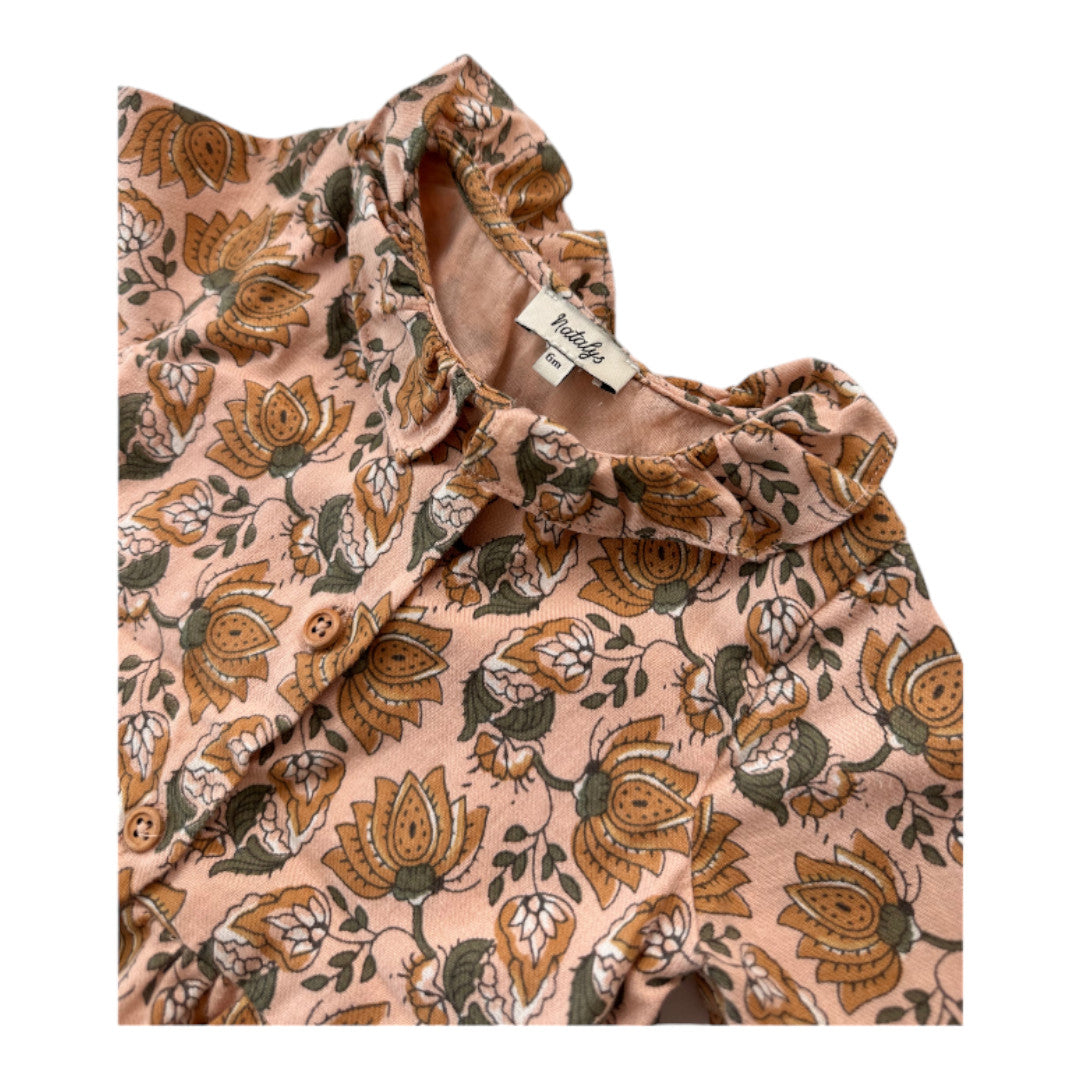 NATALYS - Rosa geblümter Strampler - 6 Monate