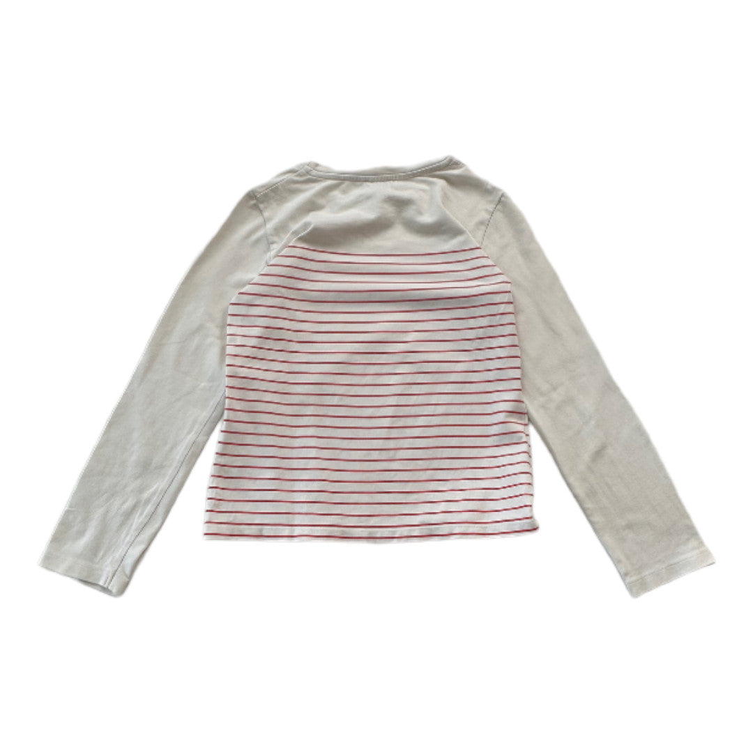 KARL LAGERFELD - Weiß-rosa gestreiftes Langarm-T-Shirt - 8 Jahre