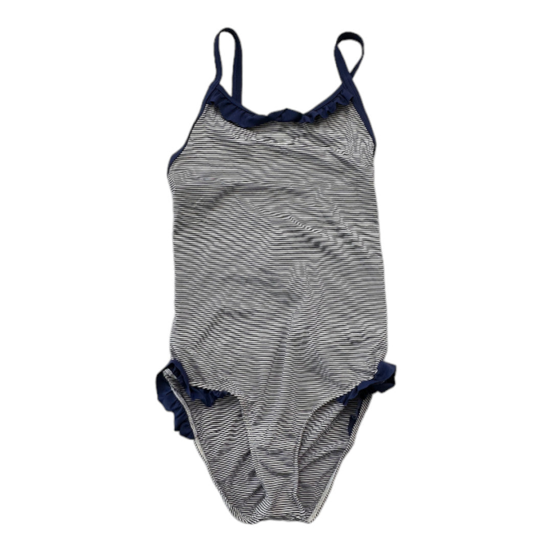 PETIT BATEAU - Maillot de bain bleu et blanc à rayures - 10 ans