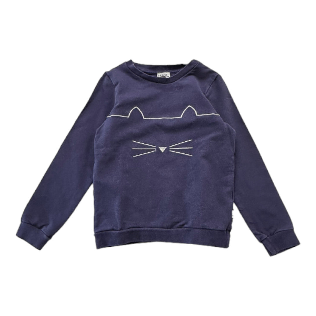 KARL LAGERFELD - Marineblaues Sweatshirt mit gestickter Katze - 8 Jahre
