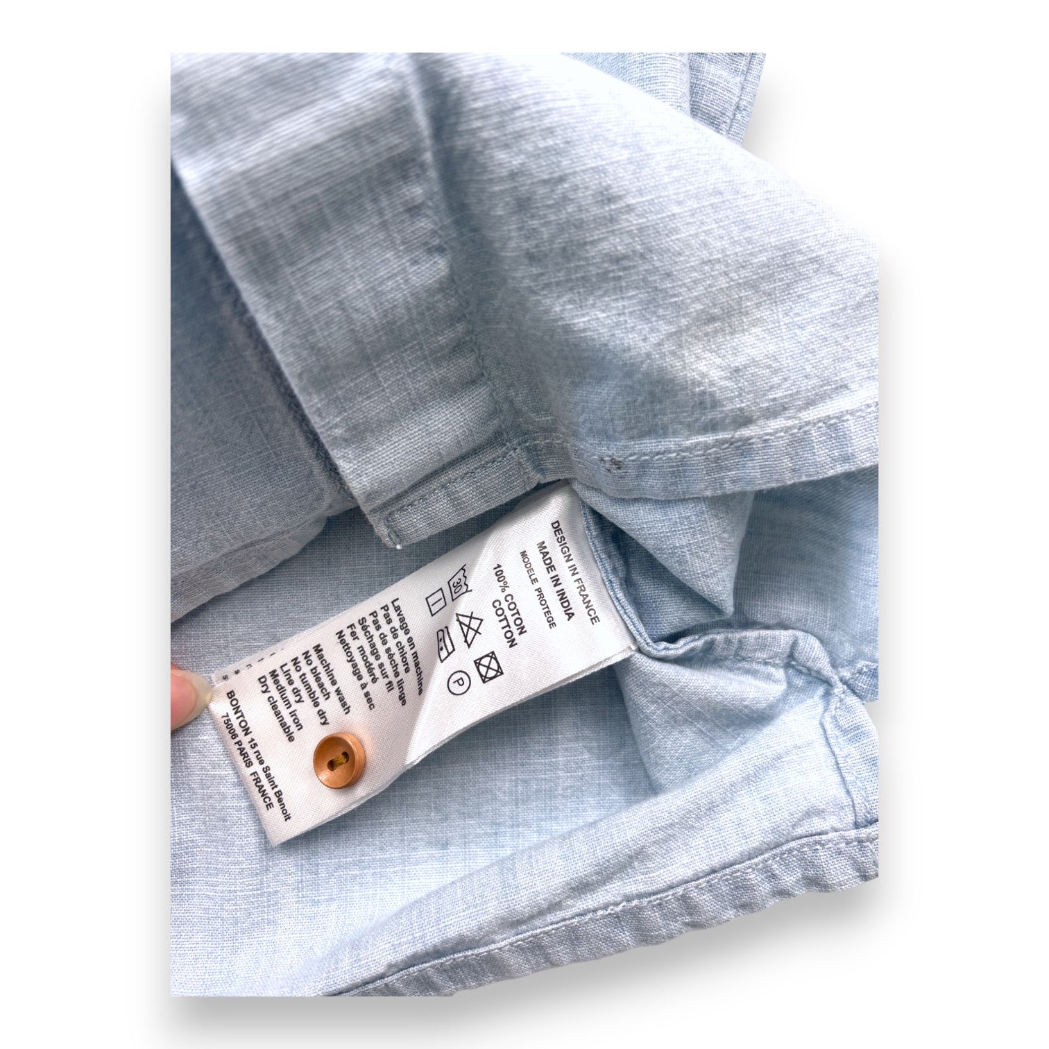 BONTON - Blue short-sleeved button-down shirt - 4 years