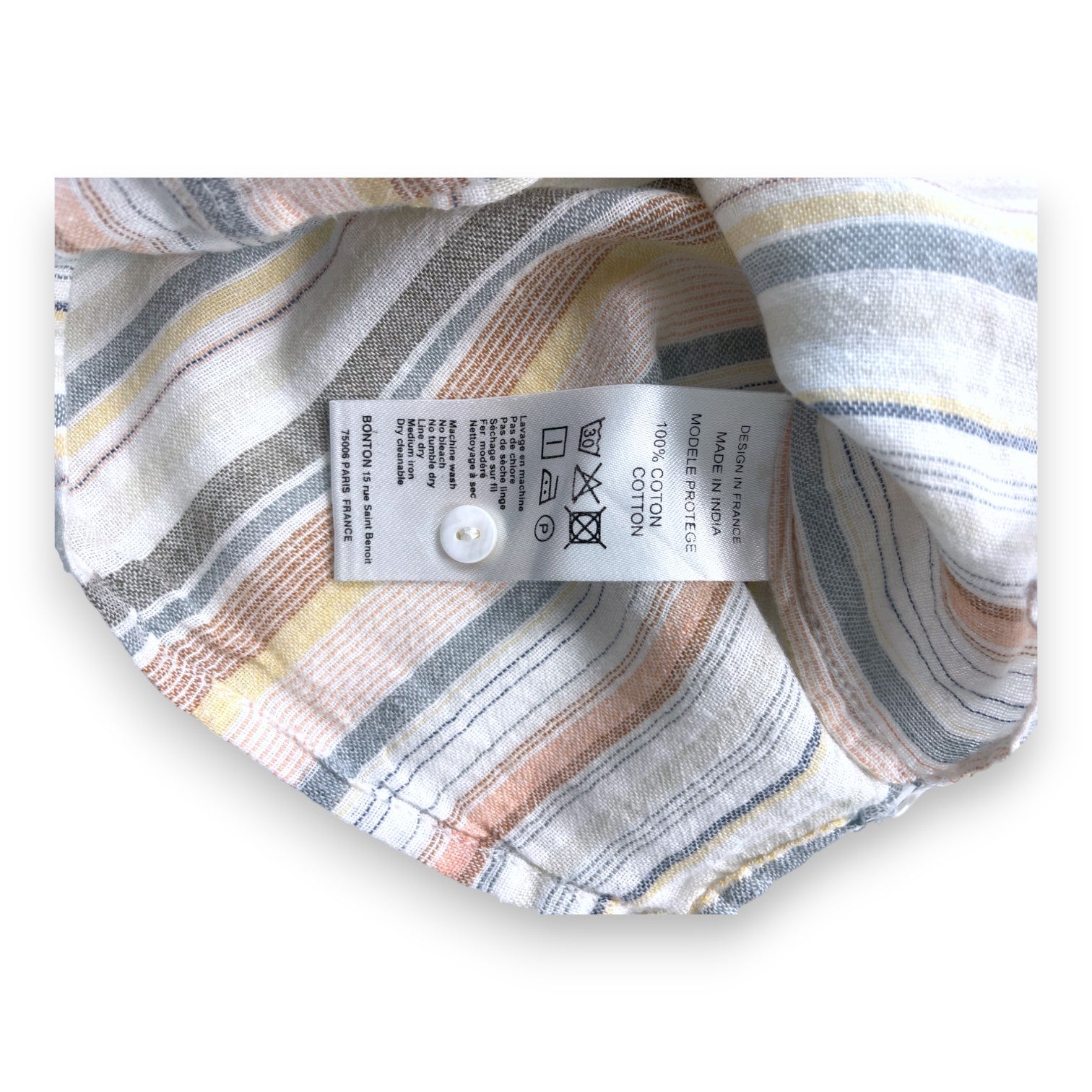BONTON - Striped shirt with MAO collar - 4 years