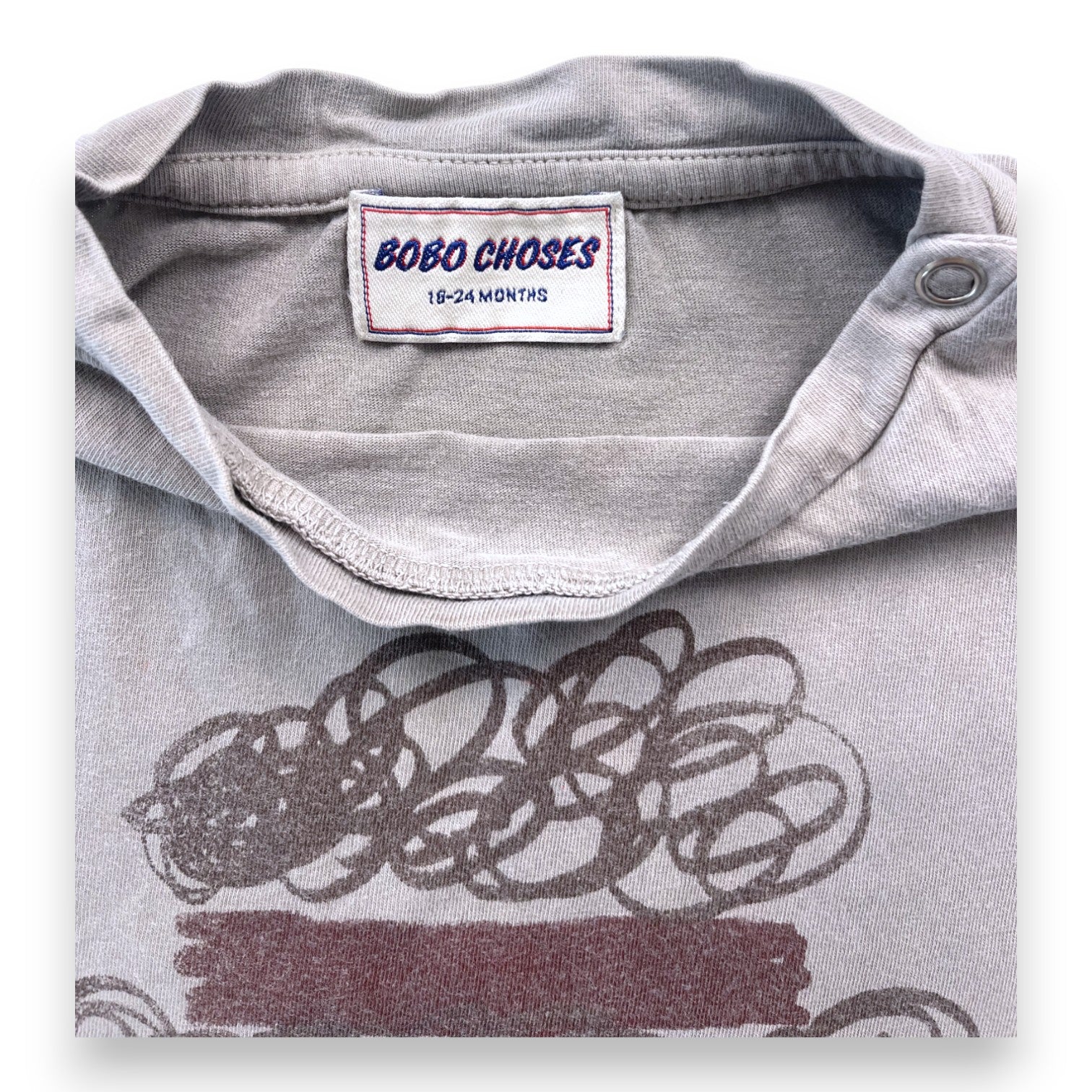 BOBO CHOSES - Grau gemustertes T-Shirt - 18/24 Monate