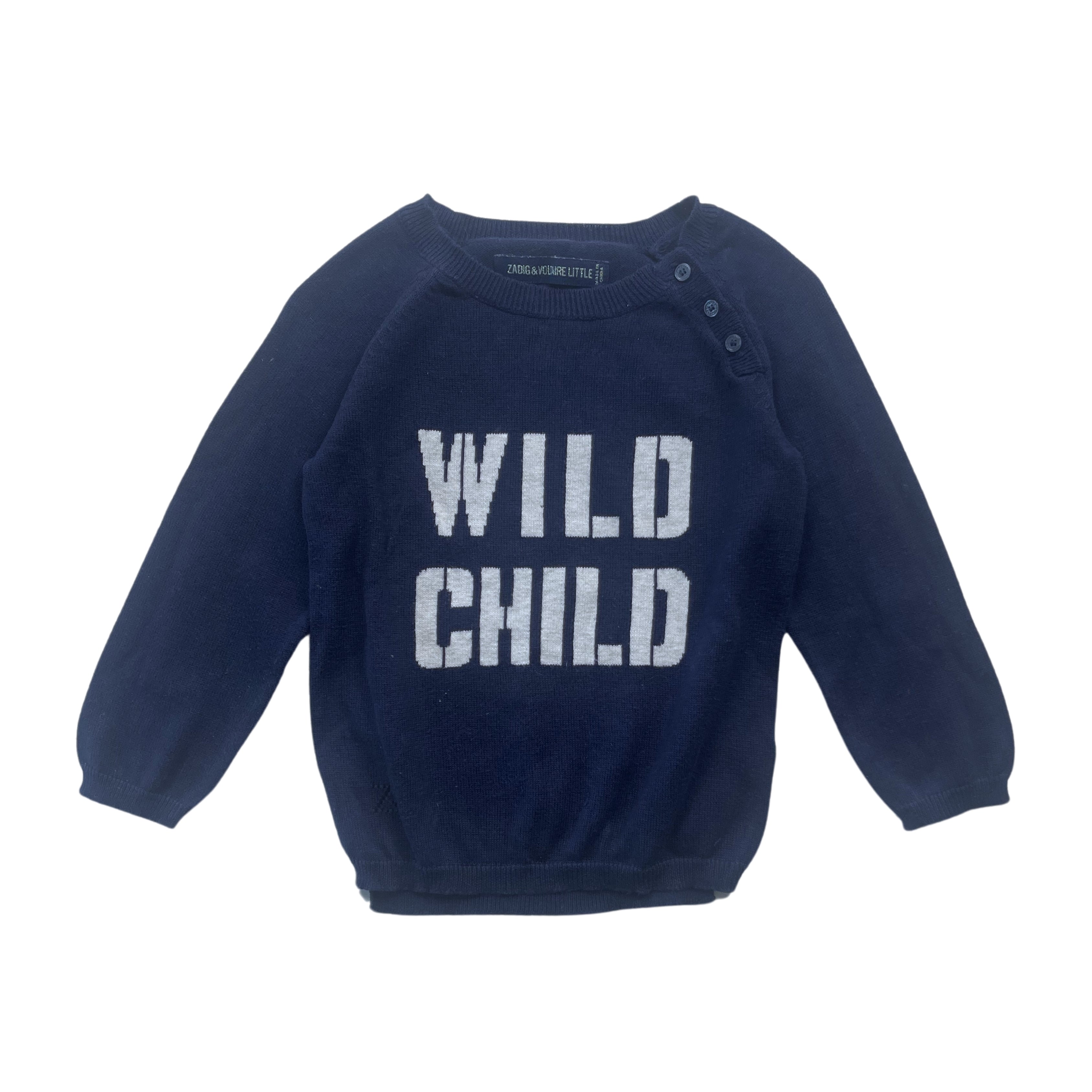 ZADIG & VOLTAIRE - Marineblauer Pullover „Wild Child“ - 2 Jahre