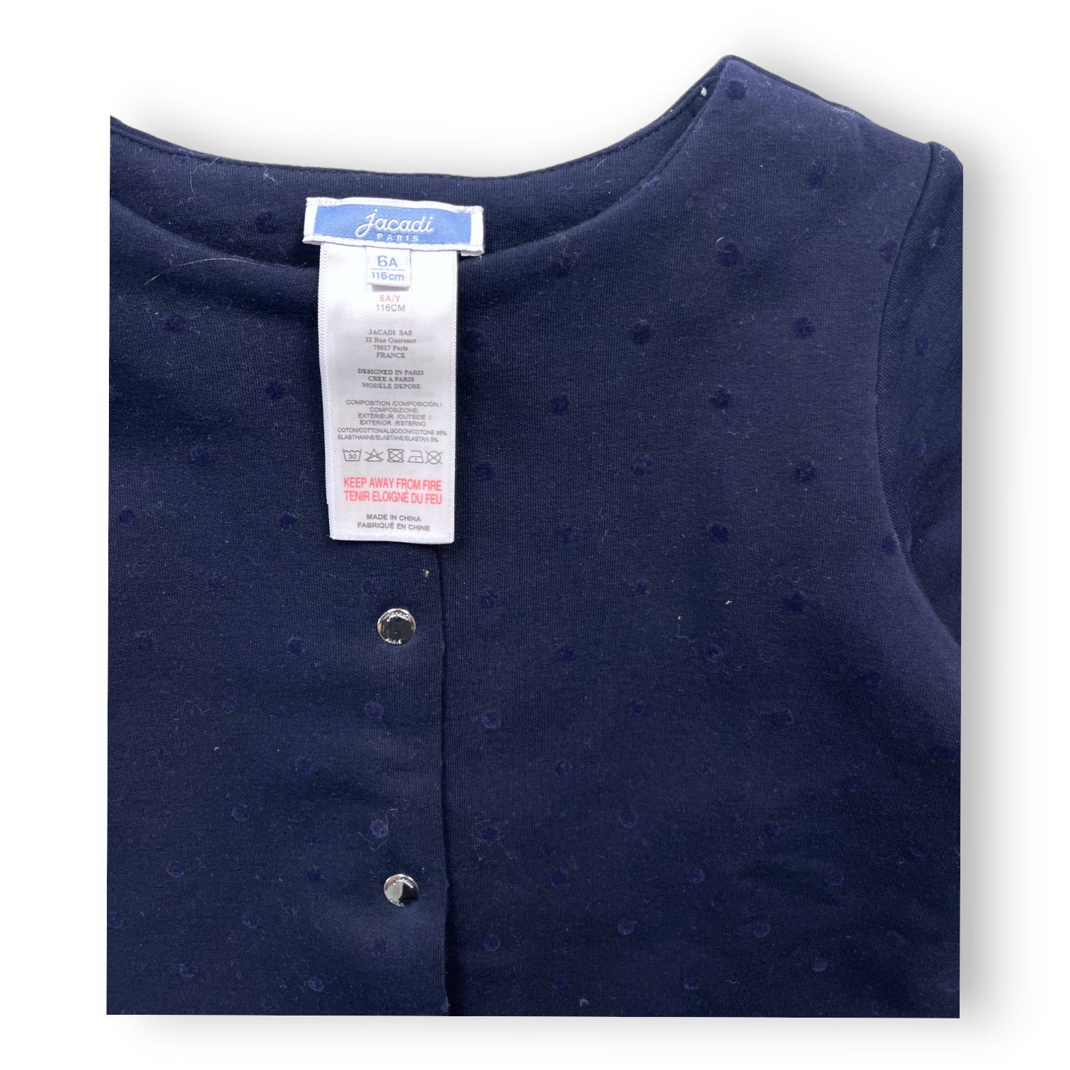 JACADI - Leichte marineblaue Jacke mit Punkten - 6 Jahre