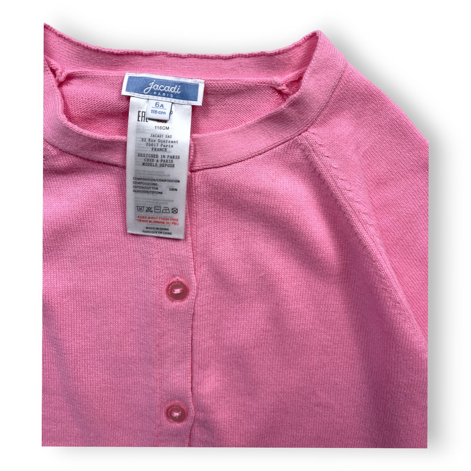 JACADI - Rosa Strickjacke - 6 Jahre