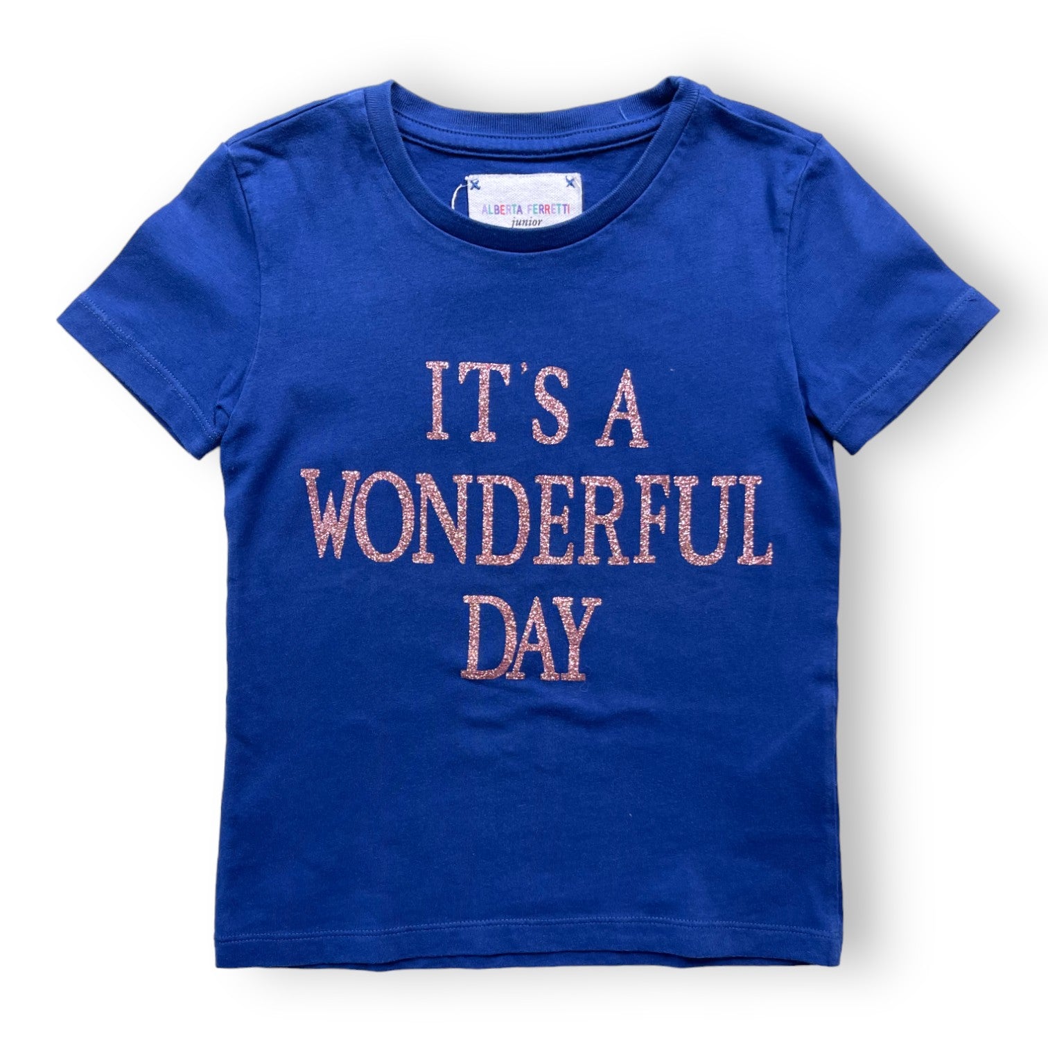 ALBERTA FERRETTI - Blue T-shirt with inscriptions - 4 years