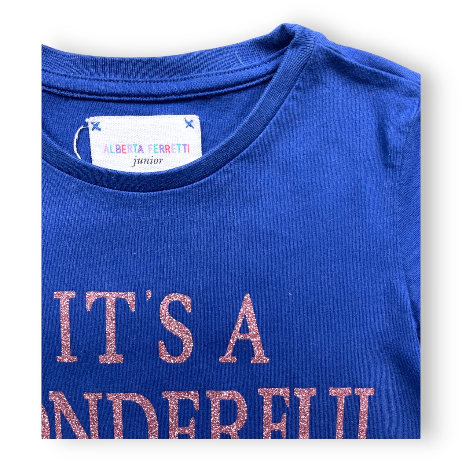 ALBERTA FERRETTI - Blue T-shirt with inscriptions - 4 years
