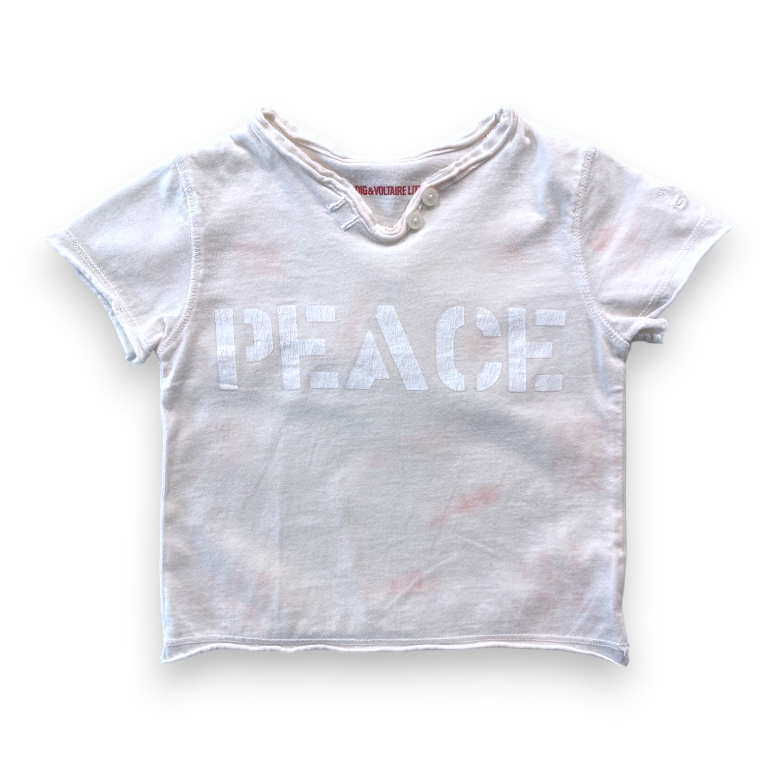 ZADIG & VOLTAIRE - Rosa Batik-T-Shirt „Peace“ - 6 Monate