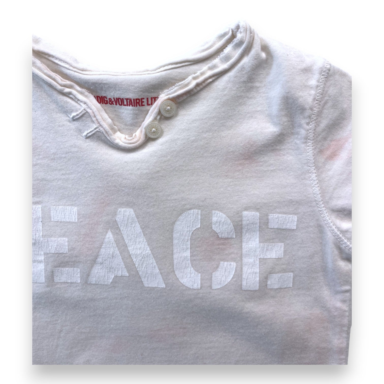 ZADIG & VOLTAIRE - Rosa Batik-T-Shirt „Peace“ - 6 Monate