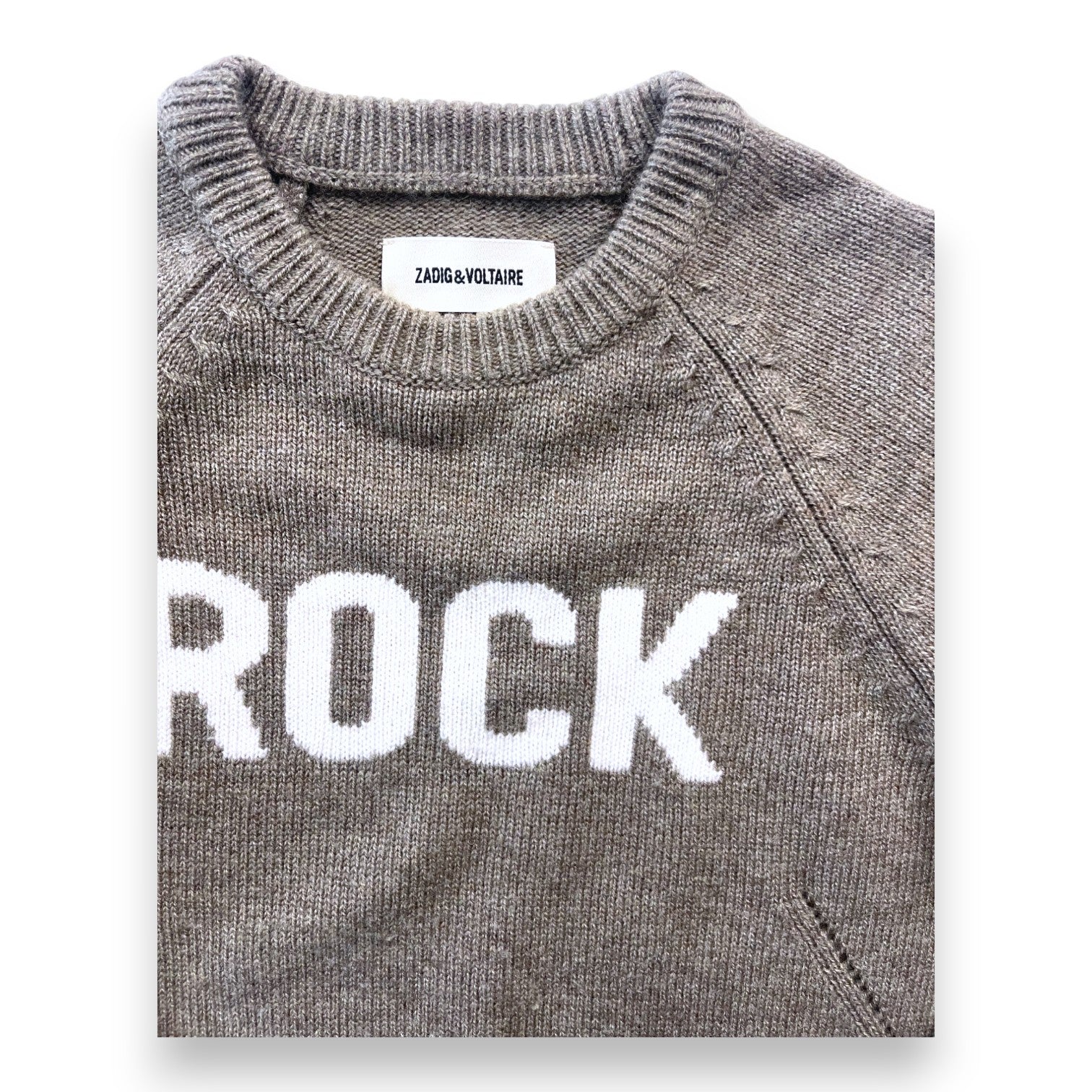 ZADIG & VOLTAIRE - Khakifarbener Wollpullover "ROCK" - 8 Jahre