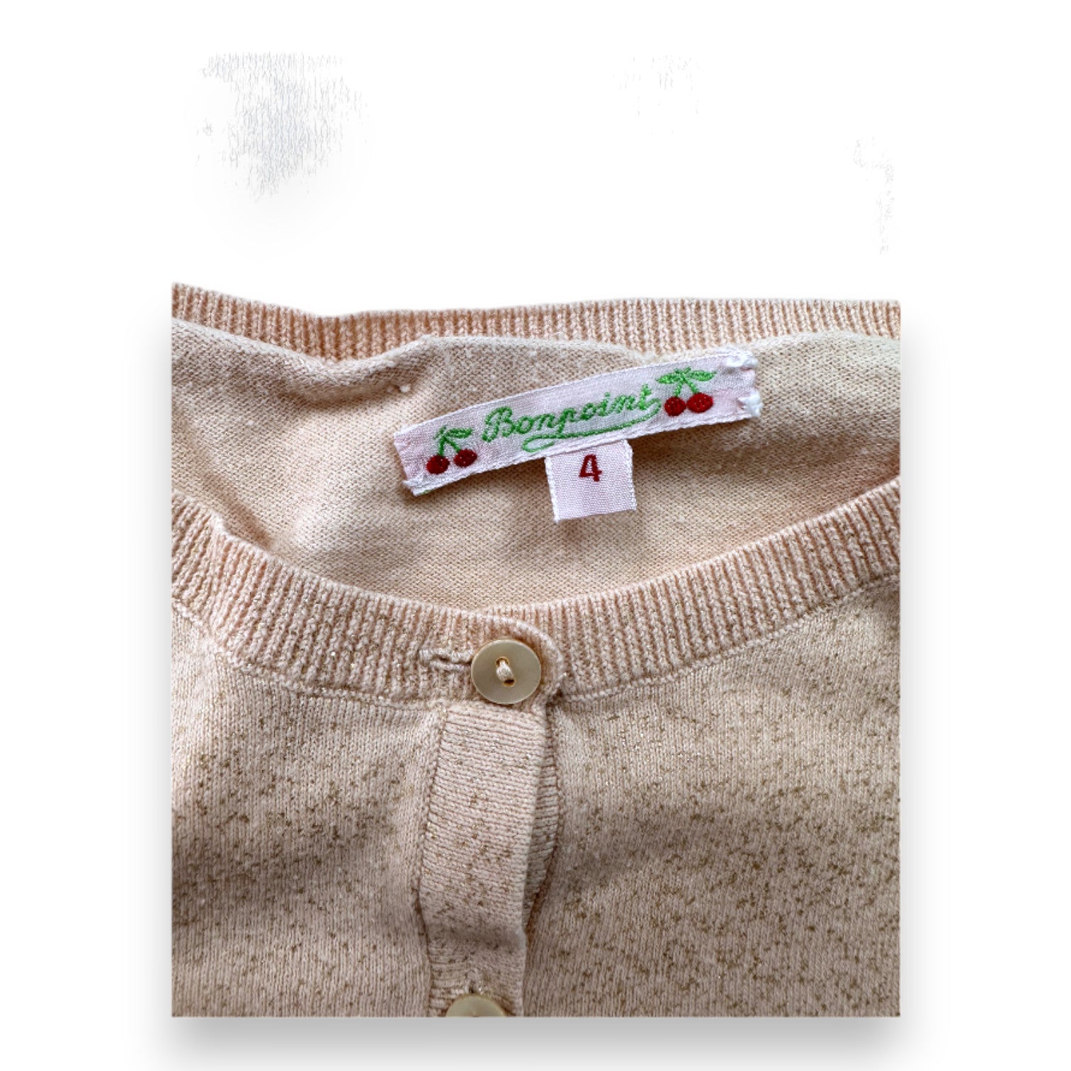 BONPOINT - Rosa Strickjacke mit Pailletten - 4 Jahre
