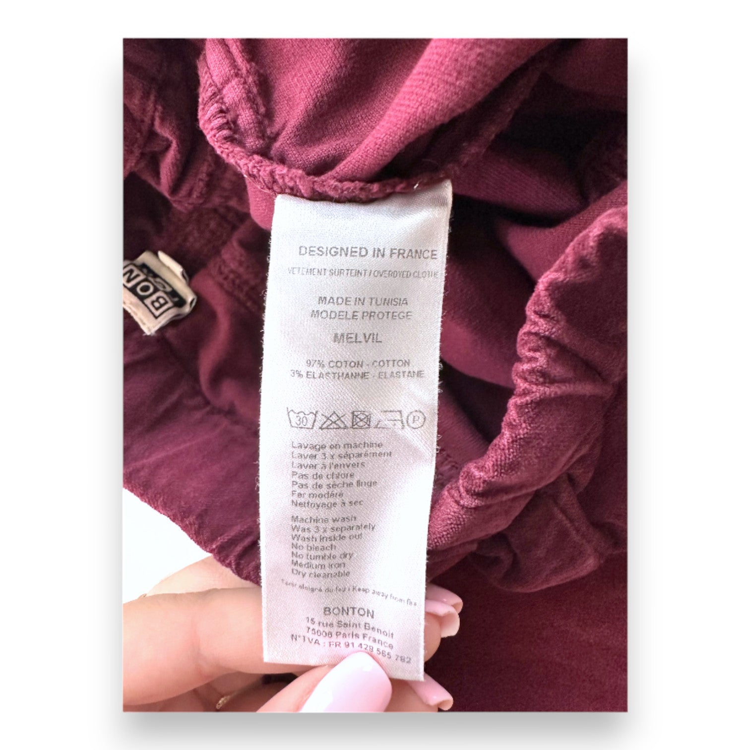 BONTON - Burgundy velvet-effect pants - 4 years