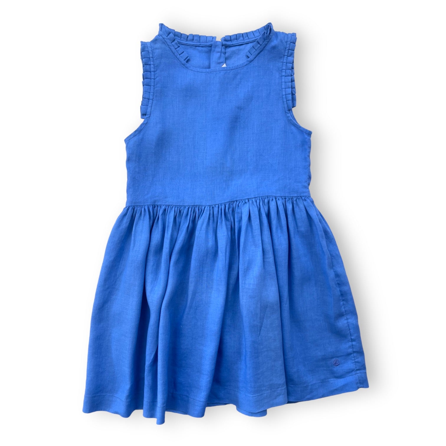 PETIT BATEAU - Blaues Leinenkleid (neu) - 8 Jahre