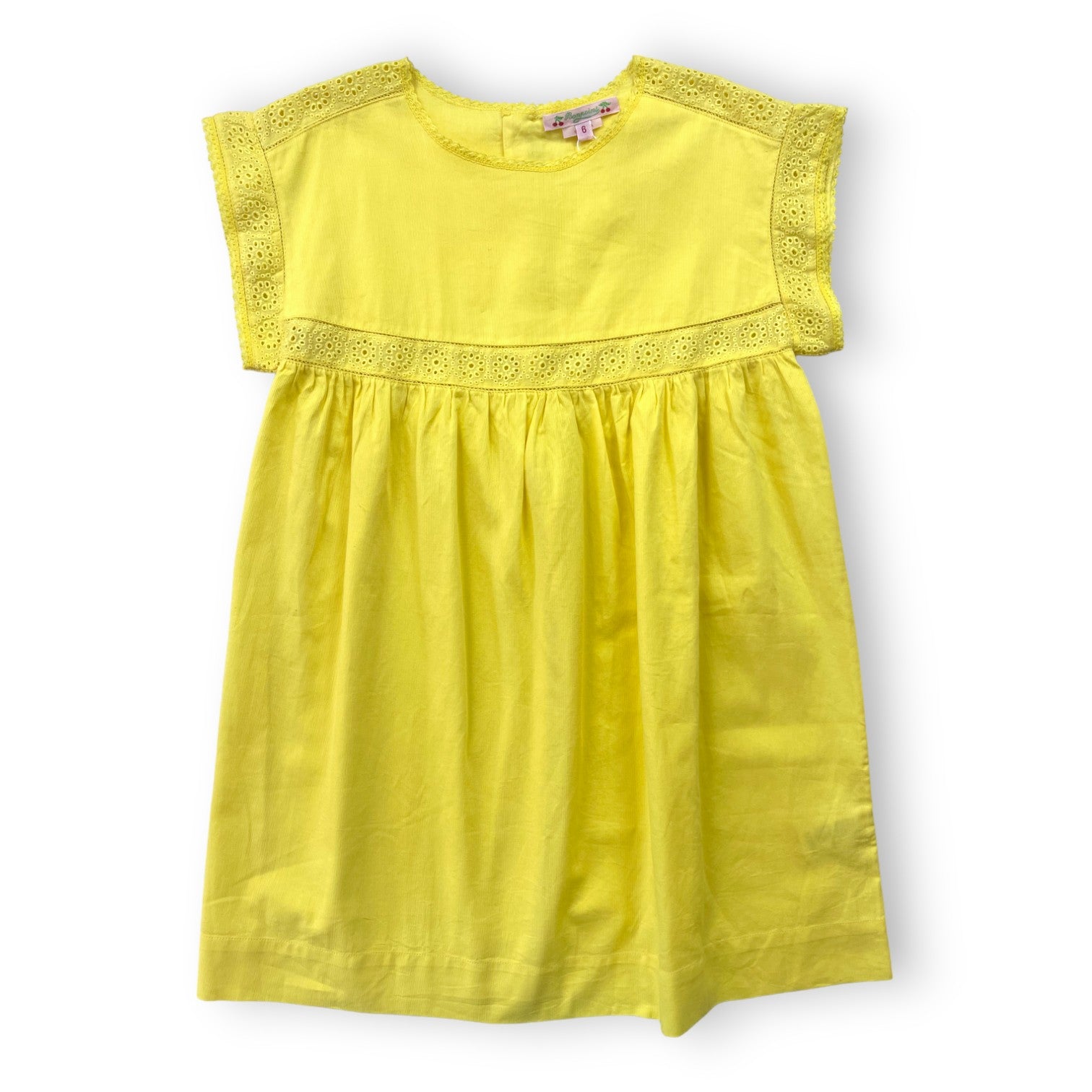BONPOINT - Robe jaune citron détails dentelle (neuve) - 6 ans