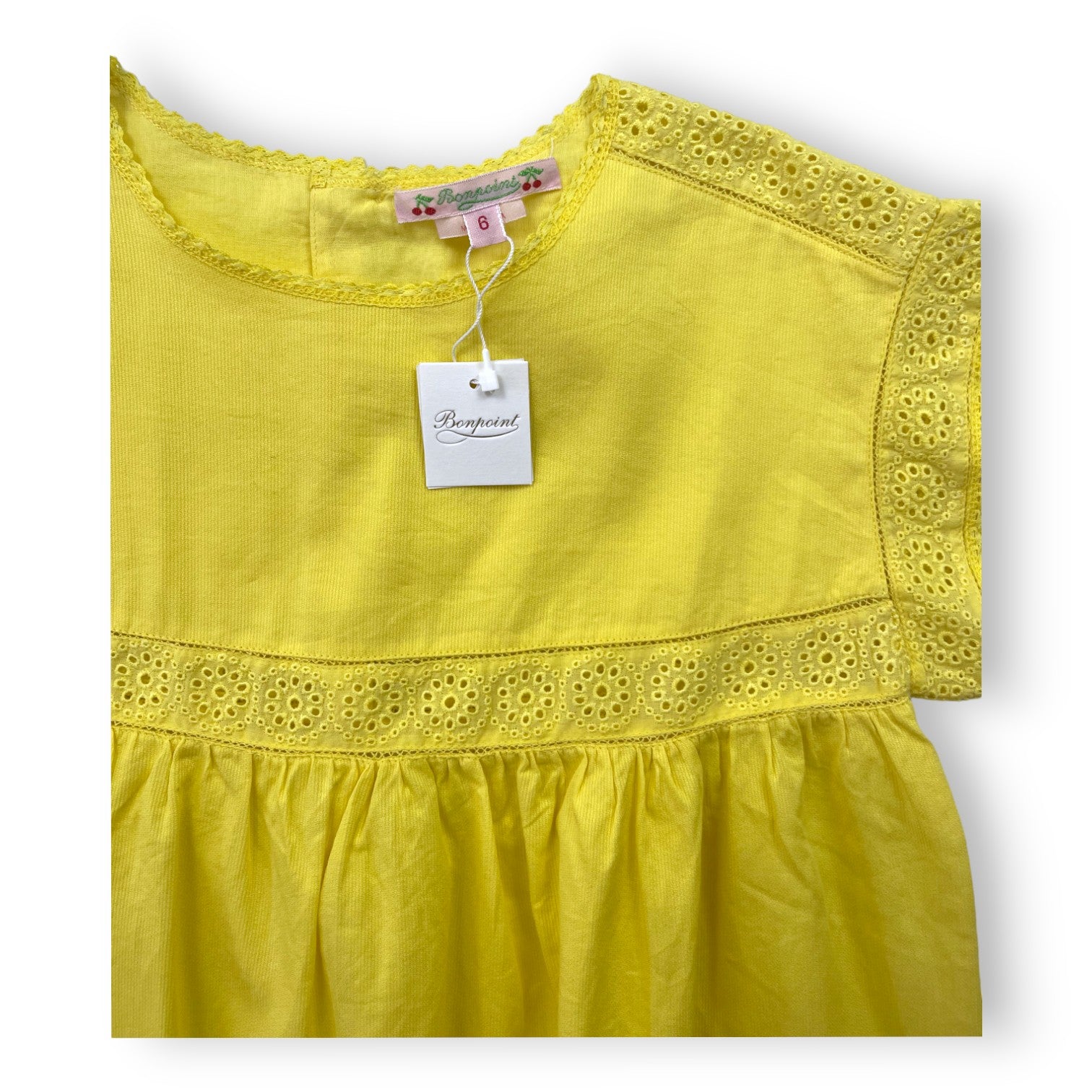 BONPOINT - Robe jaune citron détails dentelle (neuve) - 6 ans