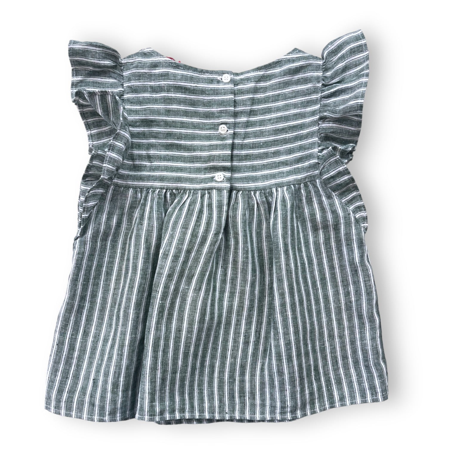 CYRILLUS - Blouse en lin verte à rayures (neuve) - 8 ans