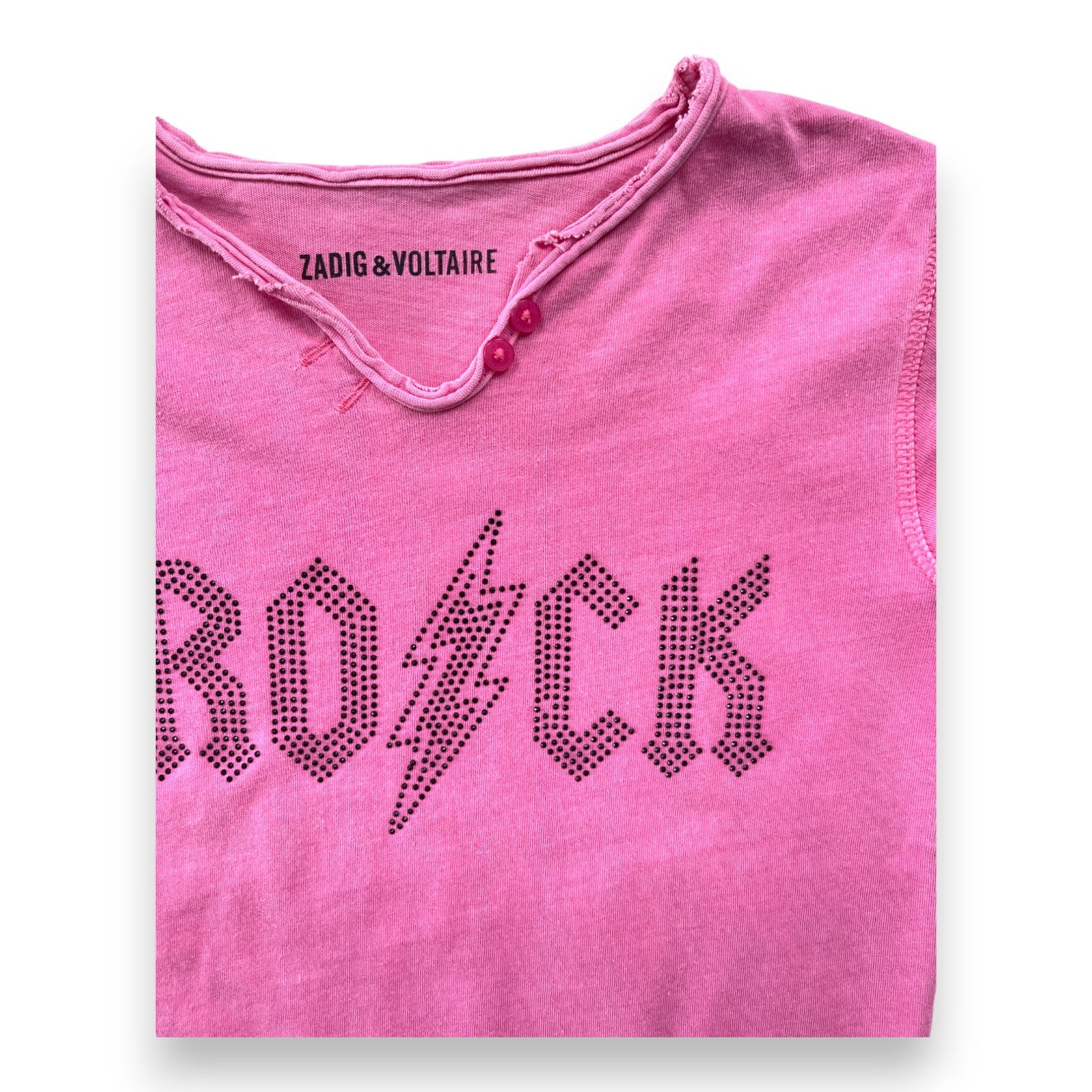 ZADIG & VOLTAIRE - Rosa Strass-T-Shirt - 6 Jahre