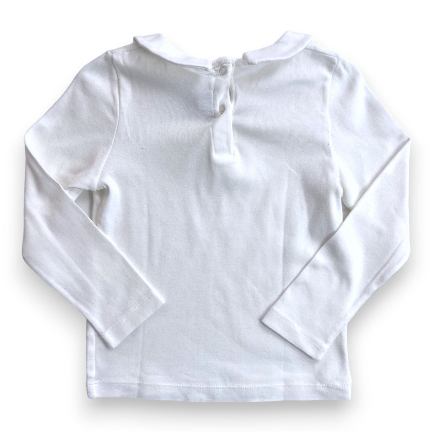 PETIT BATEAU - White long-sleeved t-shirt with small collar - 4 years