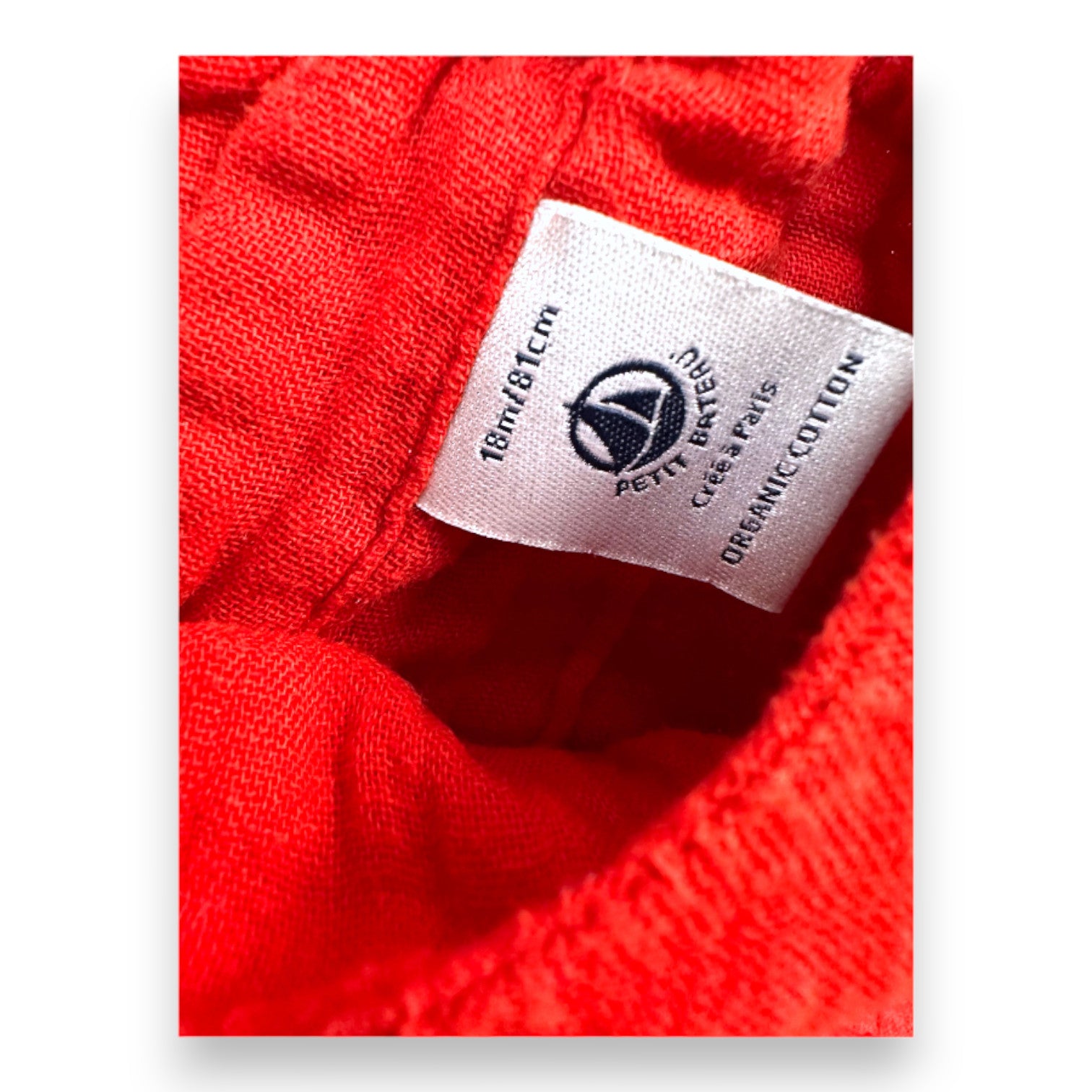 PETIT BATEAU - Red short-sleeved dress - 18 months