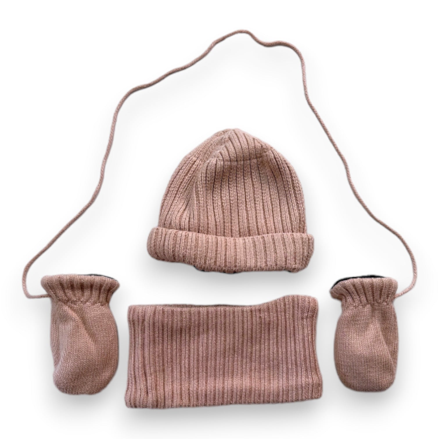 PETIT BATEAU - Rosa Set aus Mütze, Halswärmer und Handschuhen - 12 Monate