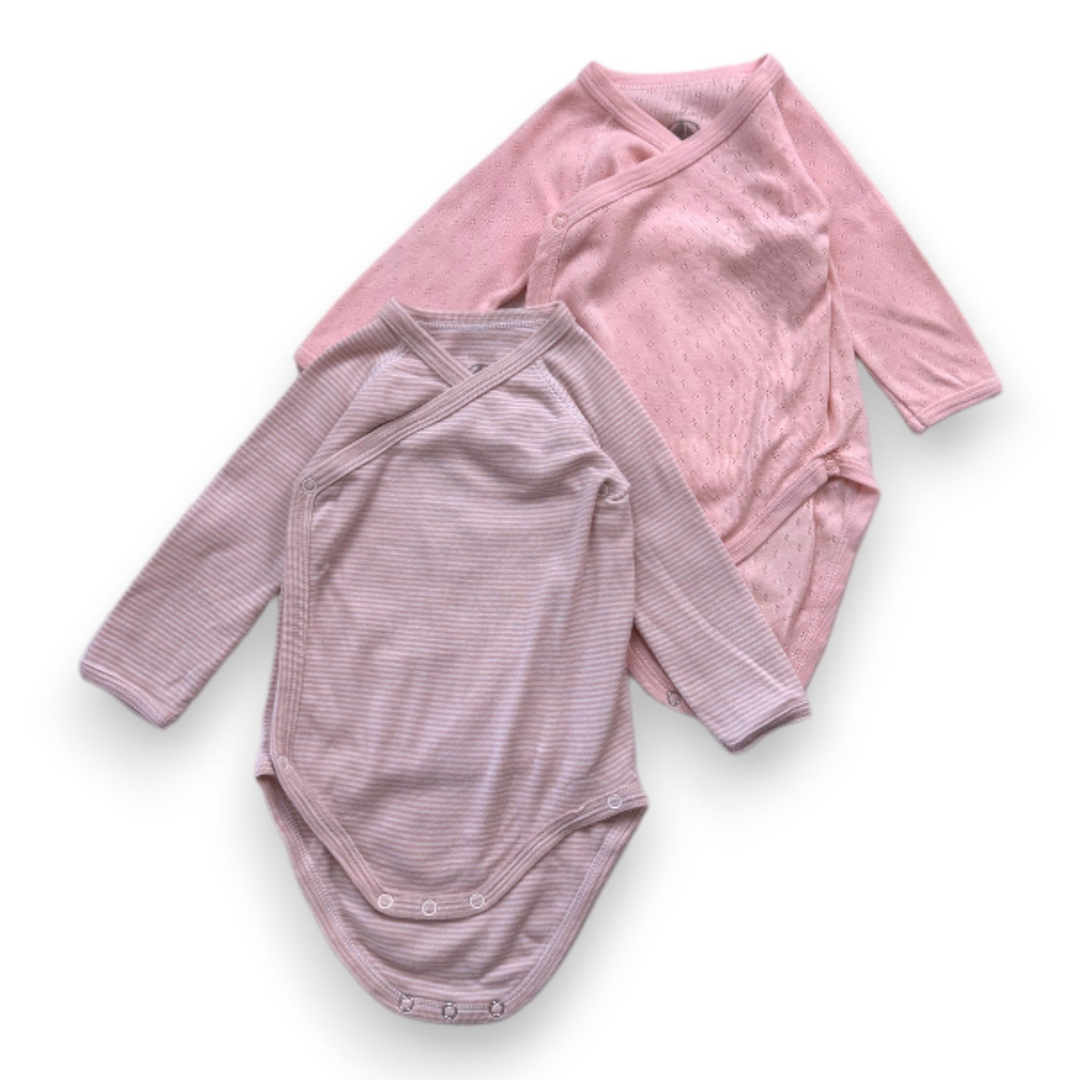 PETIT BATEAU - 2er-Pack rosa Langarmbodys - 3 Monate