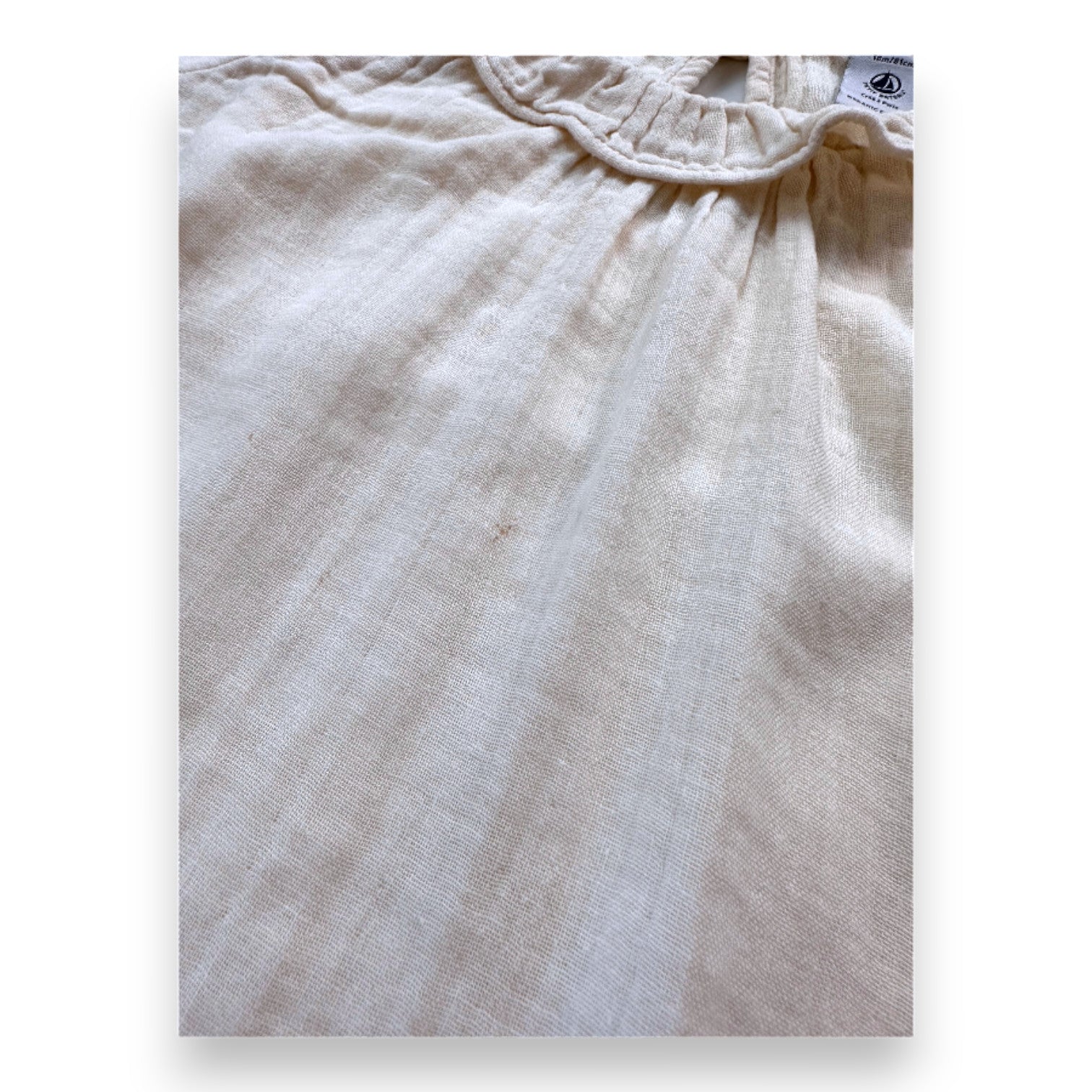 PETIT BATEAU - Beige Kurzarmbluse - 18 Monate