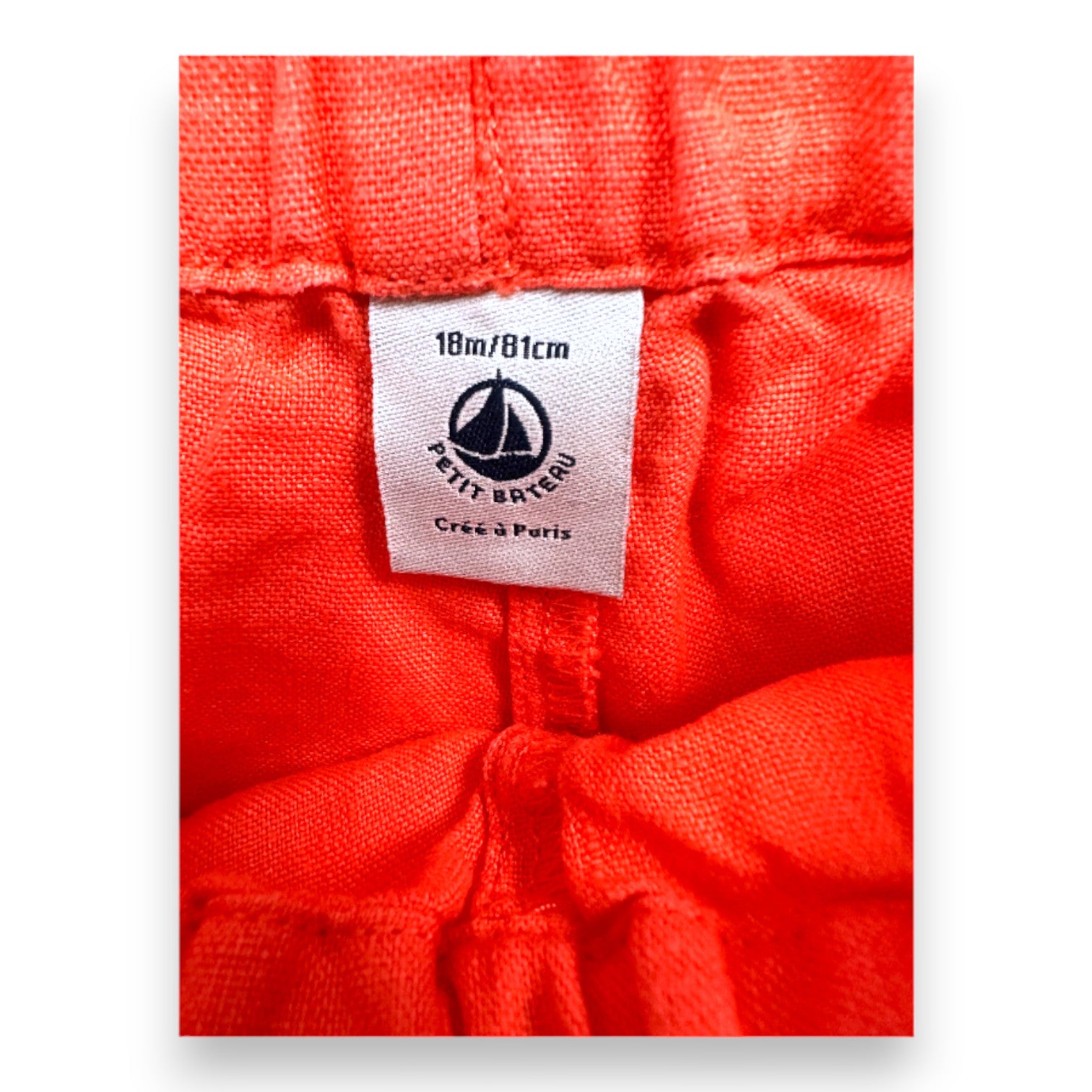 PETIT BATEAU - Orange Leinenshorts - 18 Monate