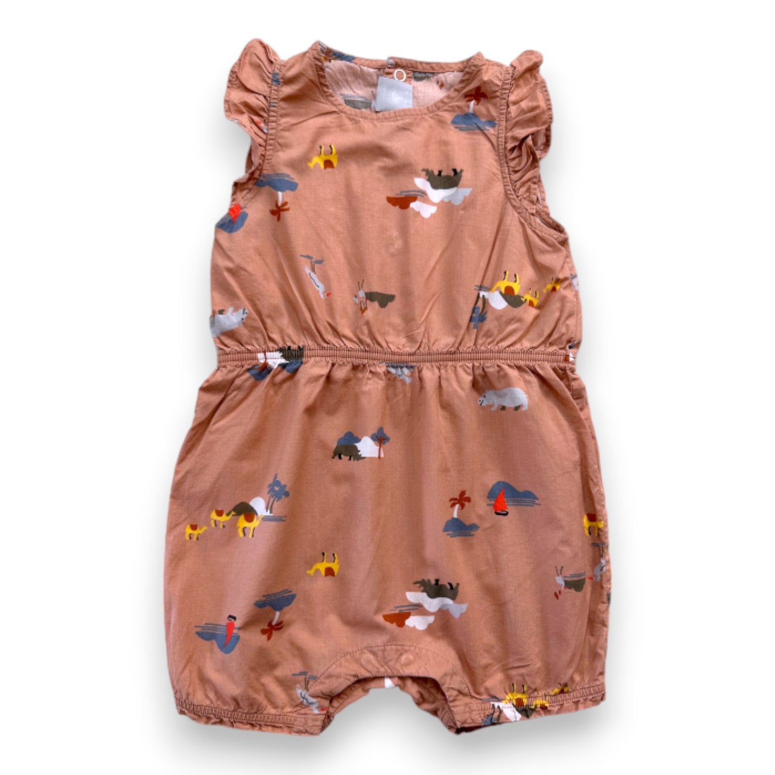 PETIT BATEAU - Rosafarbener Spielanzug mit Aufdrucken - 12 Monate