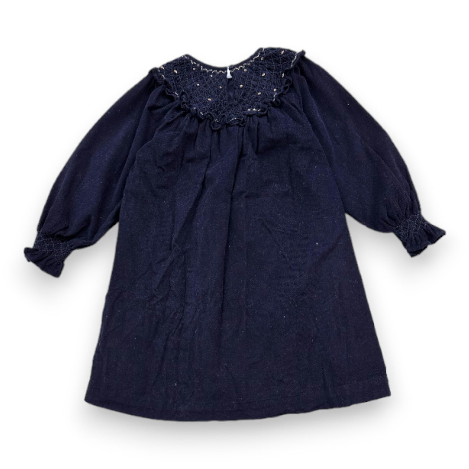 CYRILLUS - Robe smockée bleu marine en velours côtelé - 8 ans