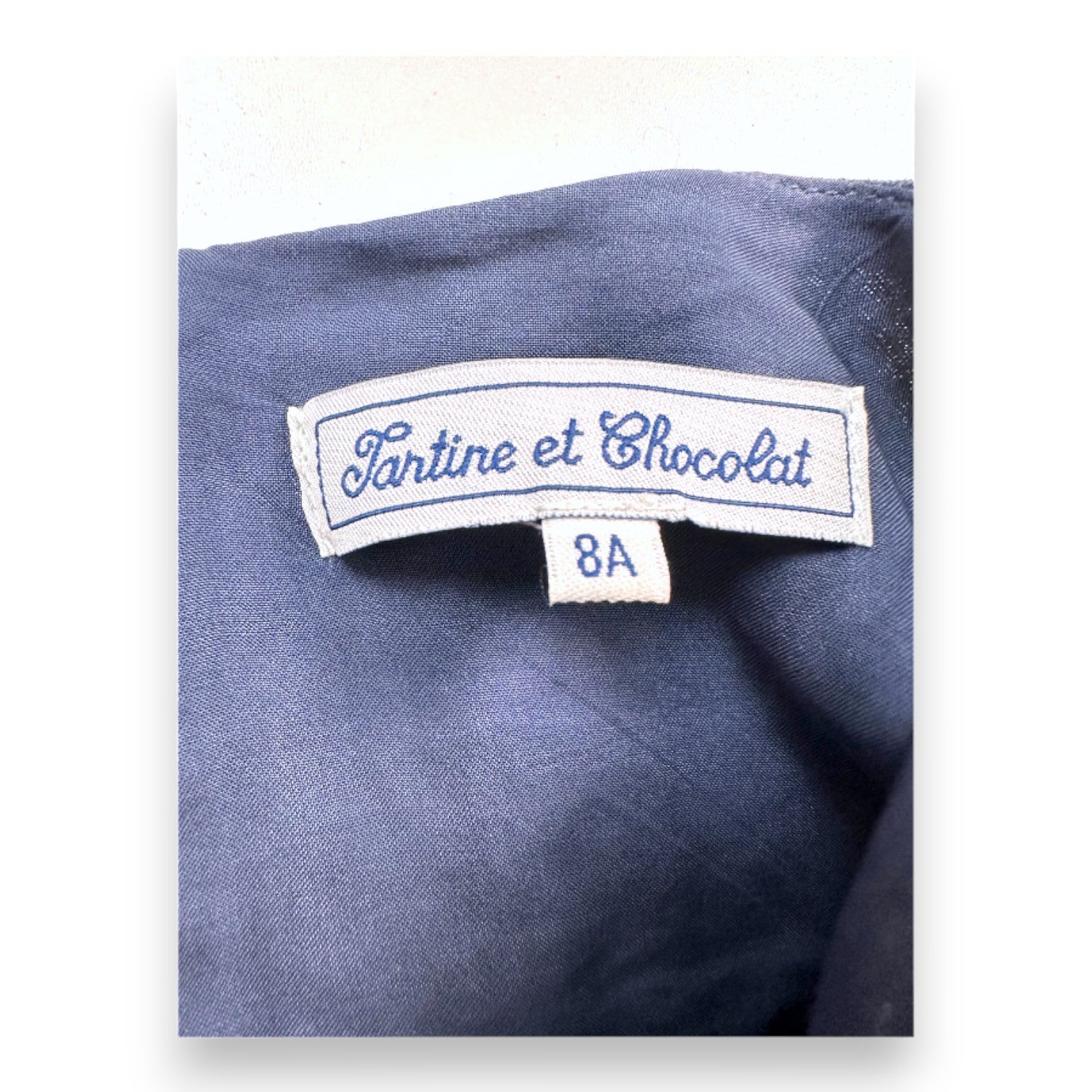 TARTINE & CHOCOLAT - Blue dress with white floral embroidery - 8 years