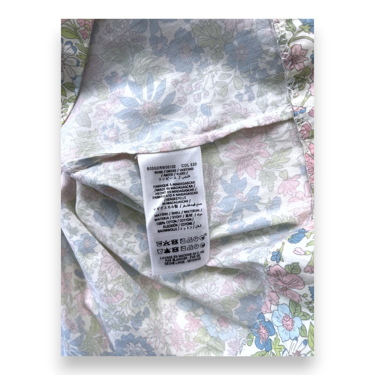 BONPOINT - Green smocked dress with liberty pattern (new) - 8 years