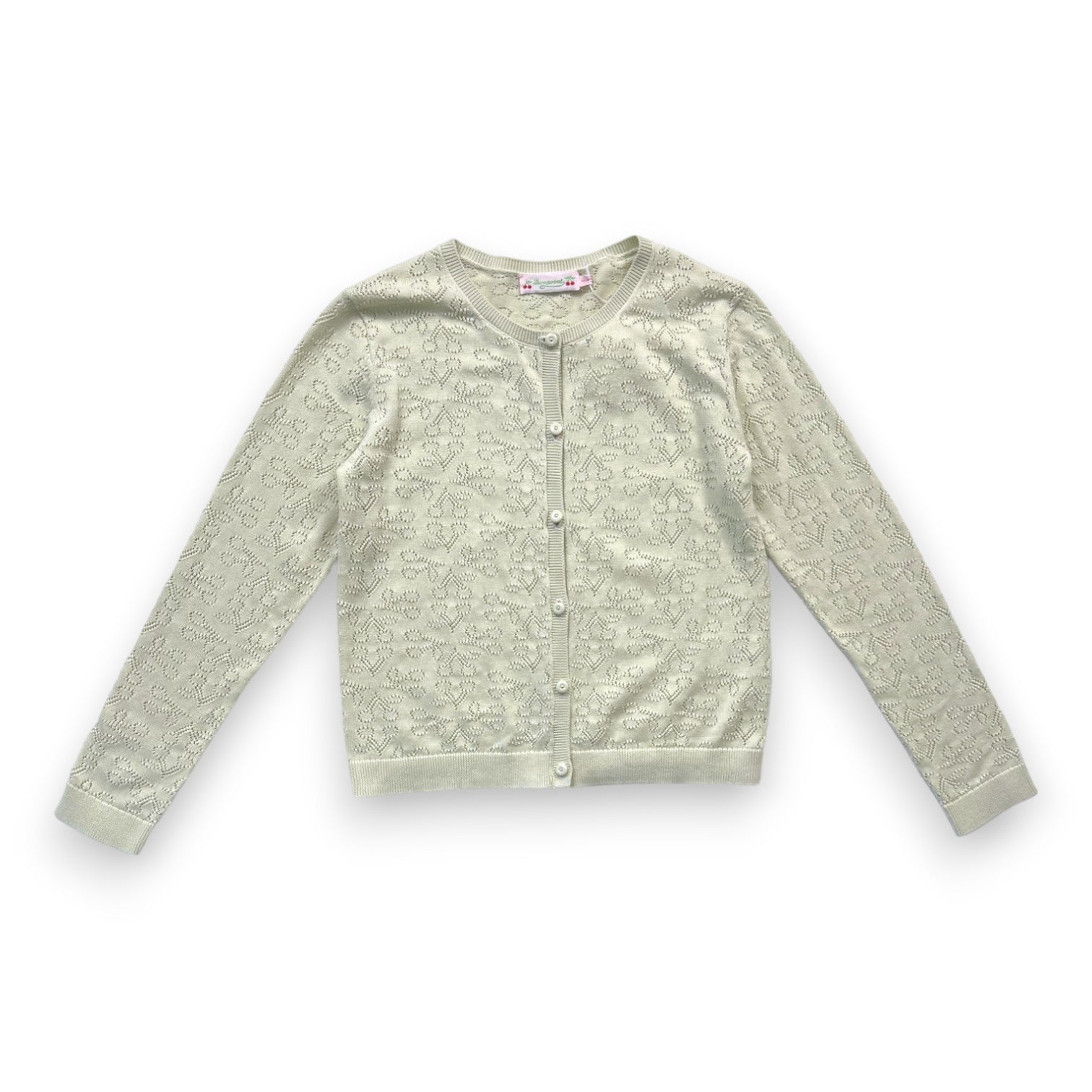 BONPOINT - Cardigan vert cerises (neuf) - 10 ans
