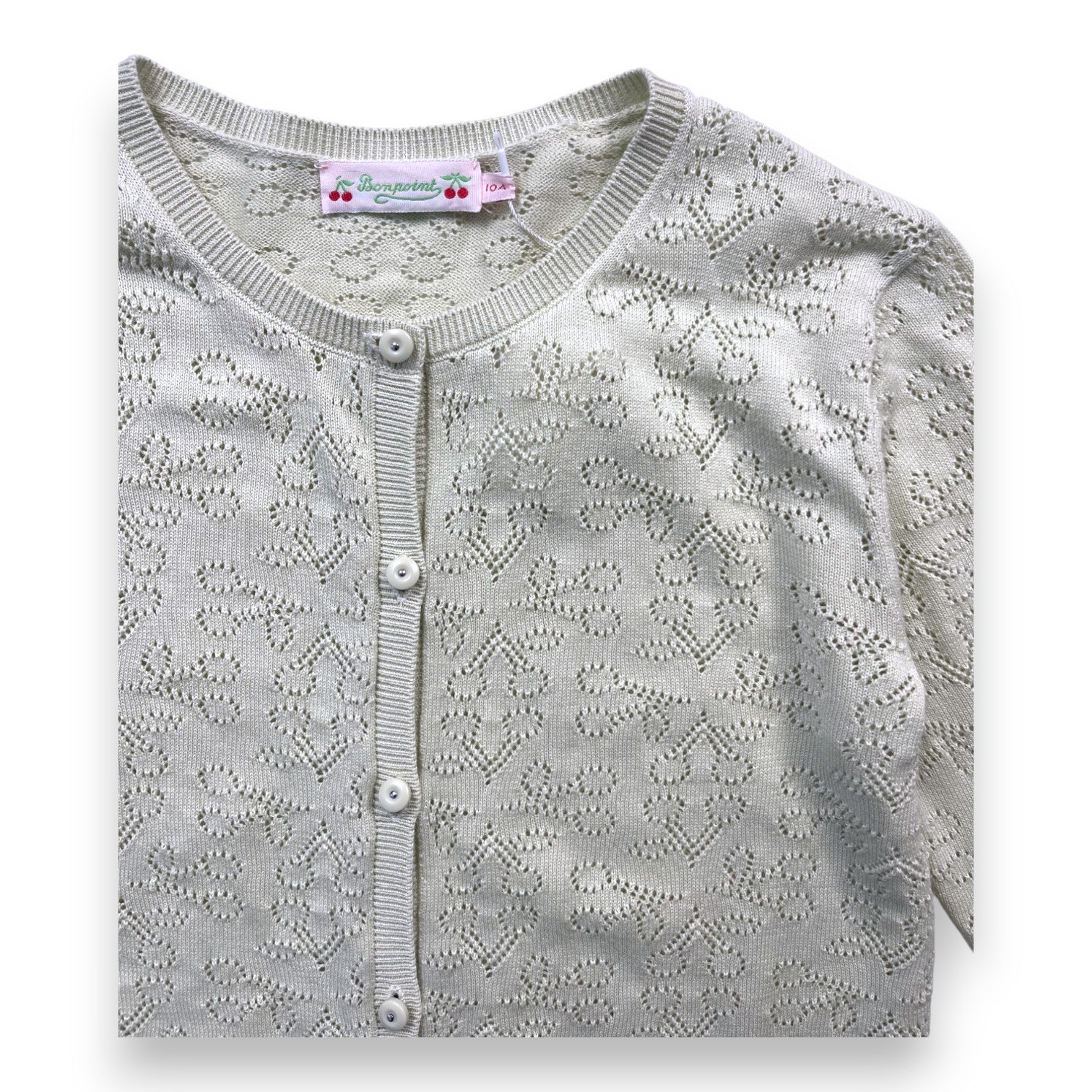 BONPOINT - Cardigan vert cerises (neuf) - 10 ans
