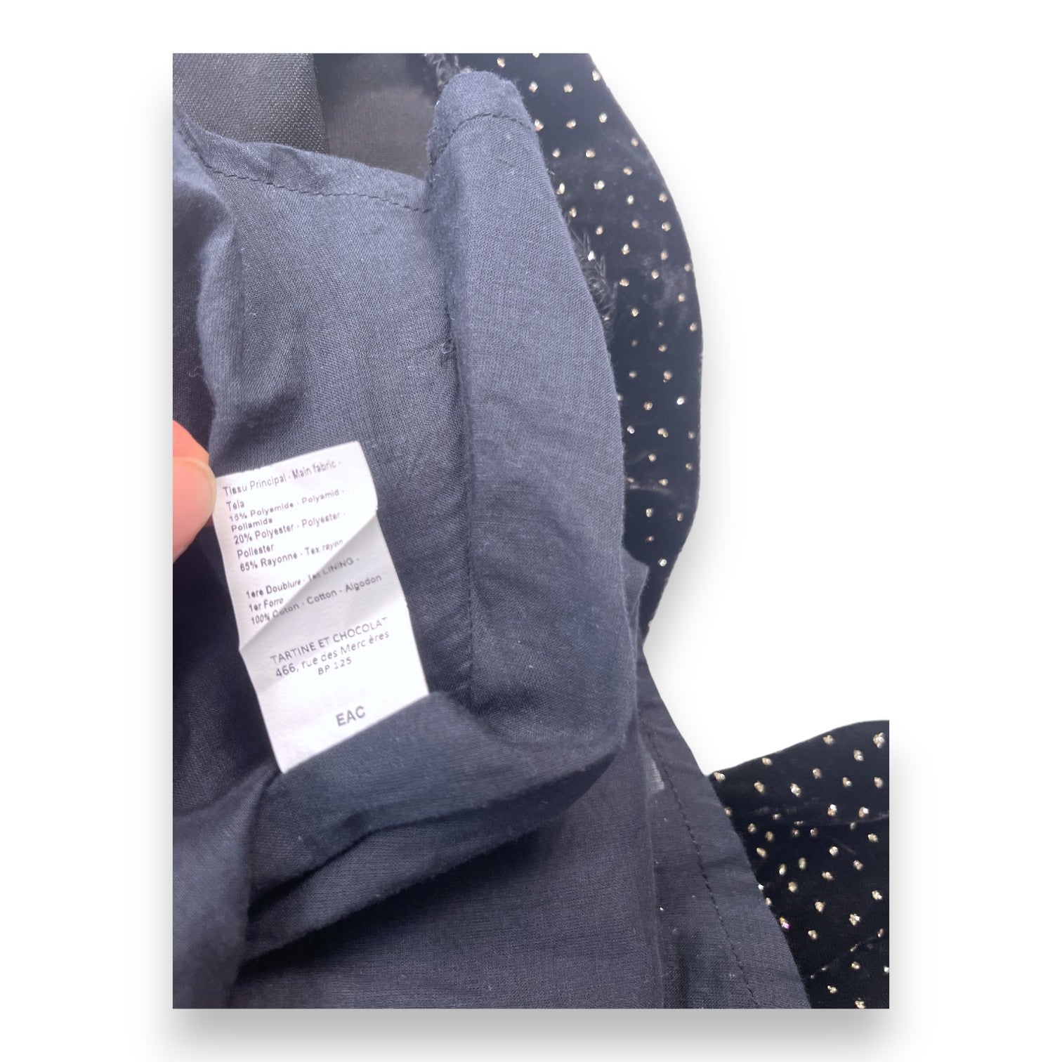 TARTINE & CHOCOLAT - Schwarzes Samtkleid mit Strass und Spitzenkragen - 8 Jahre