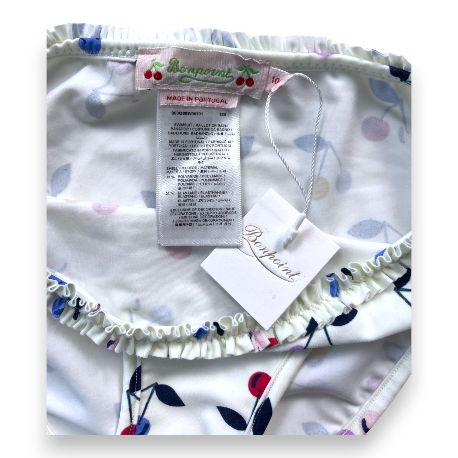 BONPOINT - Maillot de bain 2 pièces motifs cerises (neuf) - 10 ans