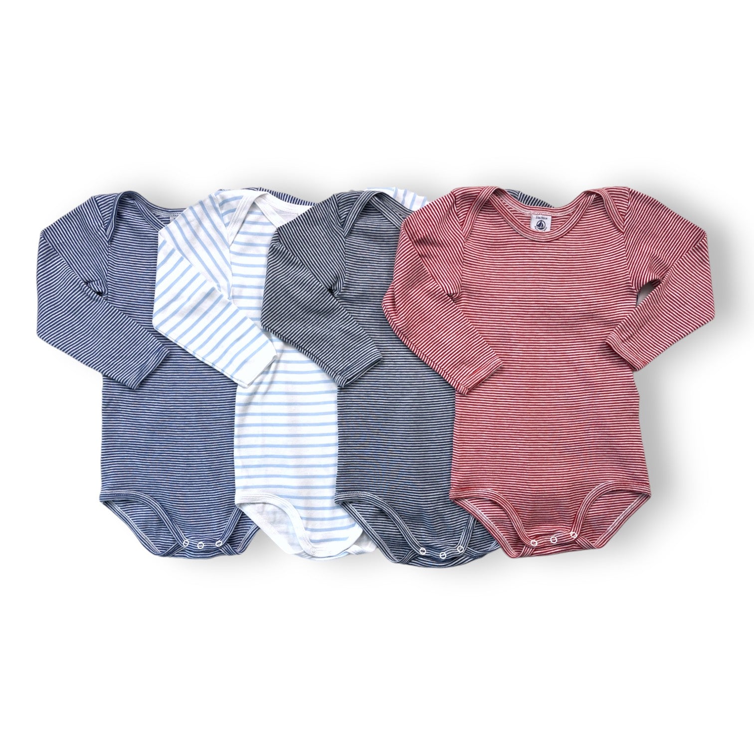 PETIT BATEAU - Pack of 4 striped bodysuits - 2 years