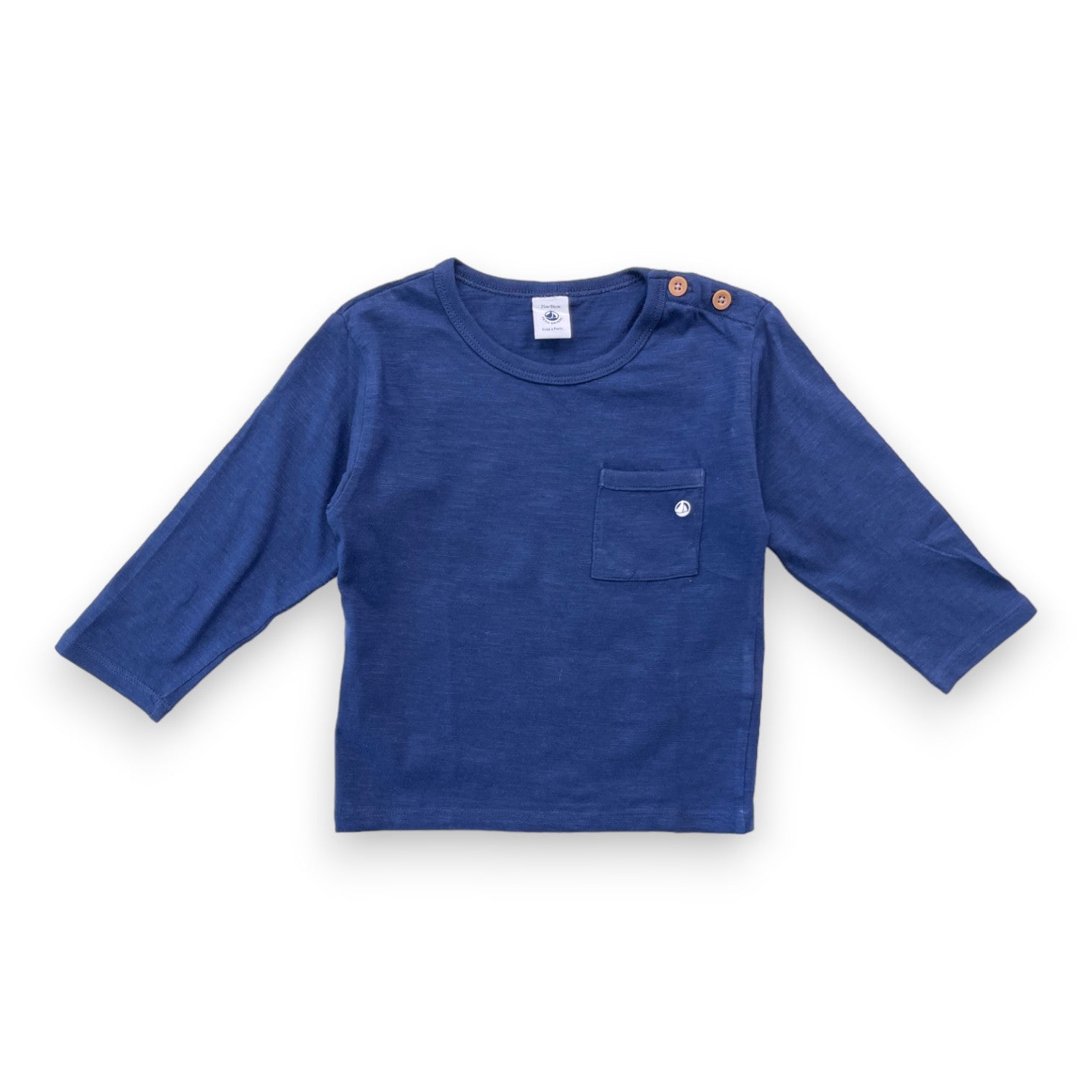 PETIT BATEAU - Marineblaues Langarm-T-Shirt - 2 Jahre