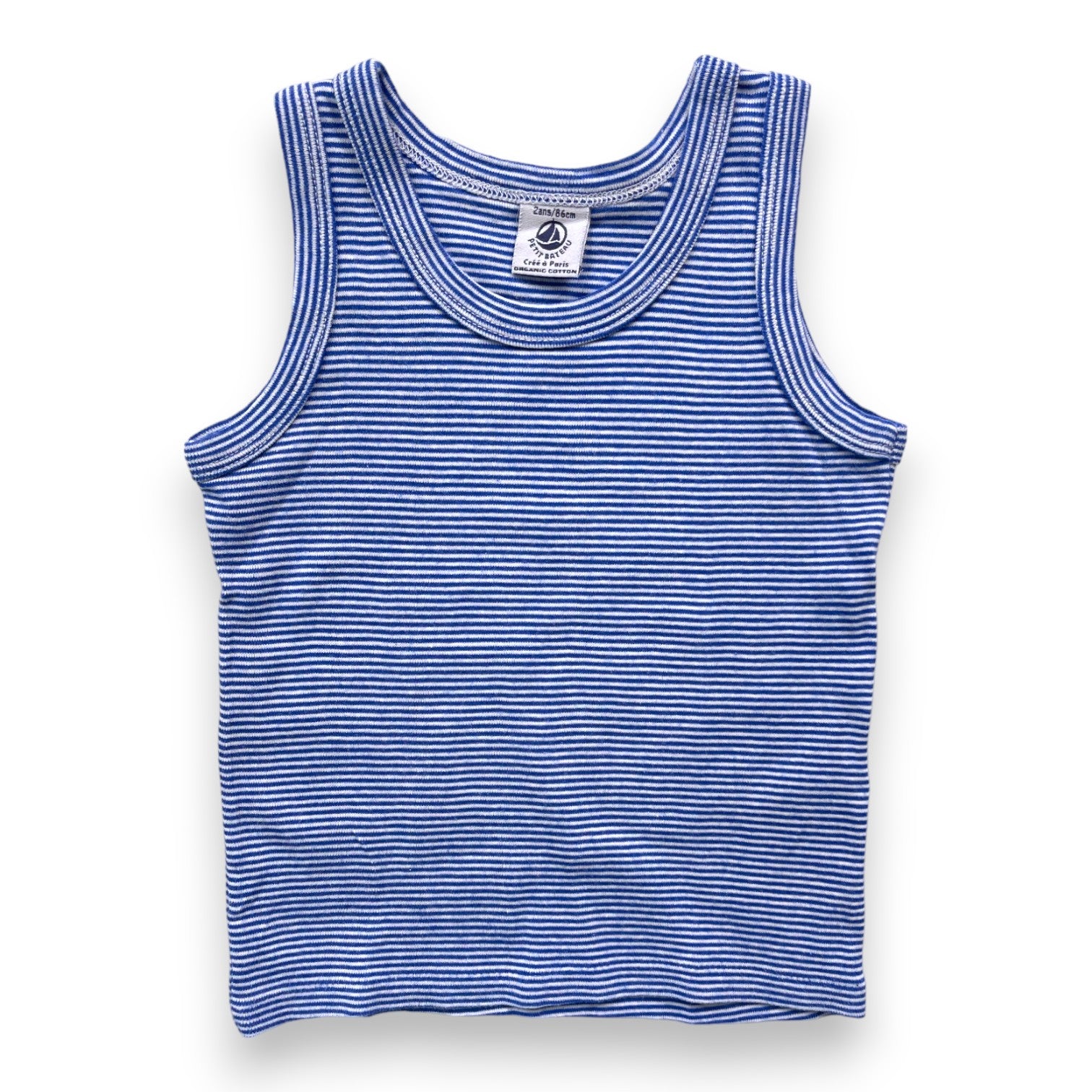 PETIT BATEAU - Blau-weiß gestreiftes Tanktop - 2 Jahre