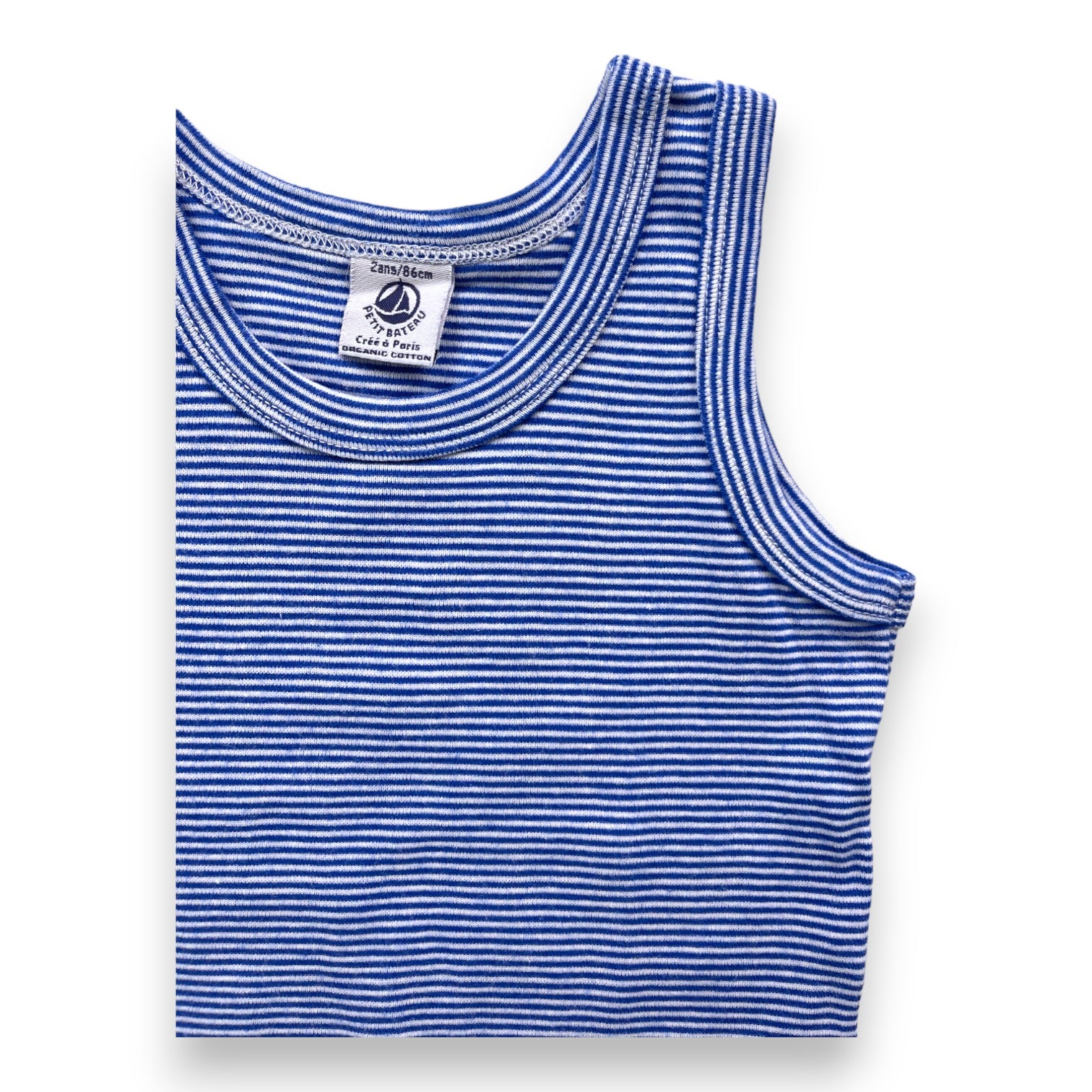 PETIT BATEAU - Blau-weiß gestreiftes Tanktop - 2 Jahre