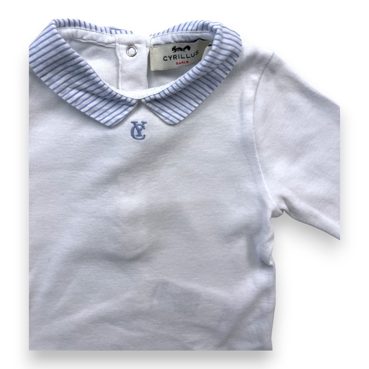 CYRILLUS - White bodysuit with small striped collar - 9 months