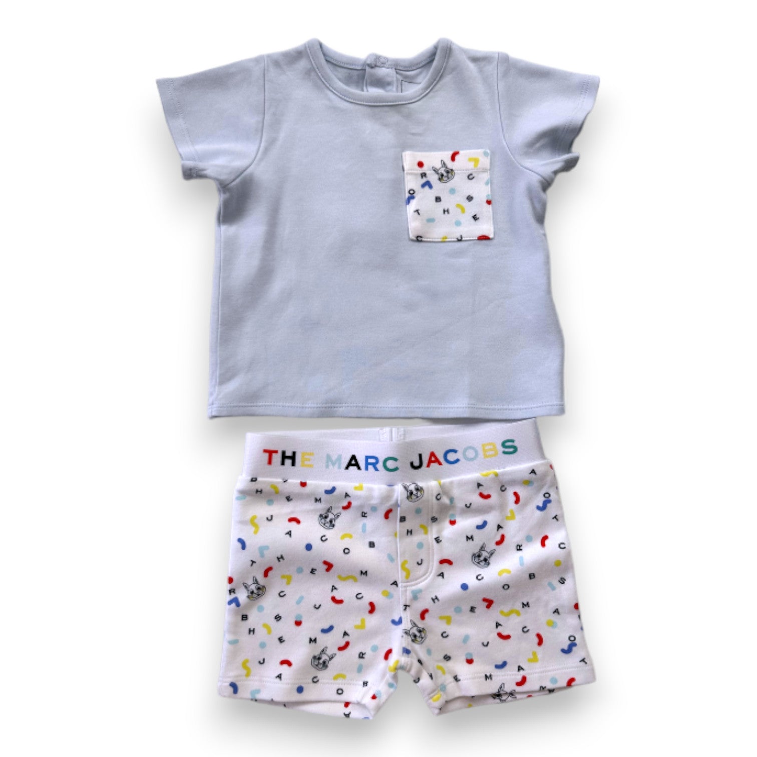 MARC JACOBS - Blue and white shorts and t-shirt pajama set - 6 months