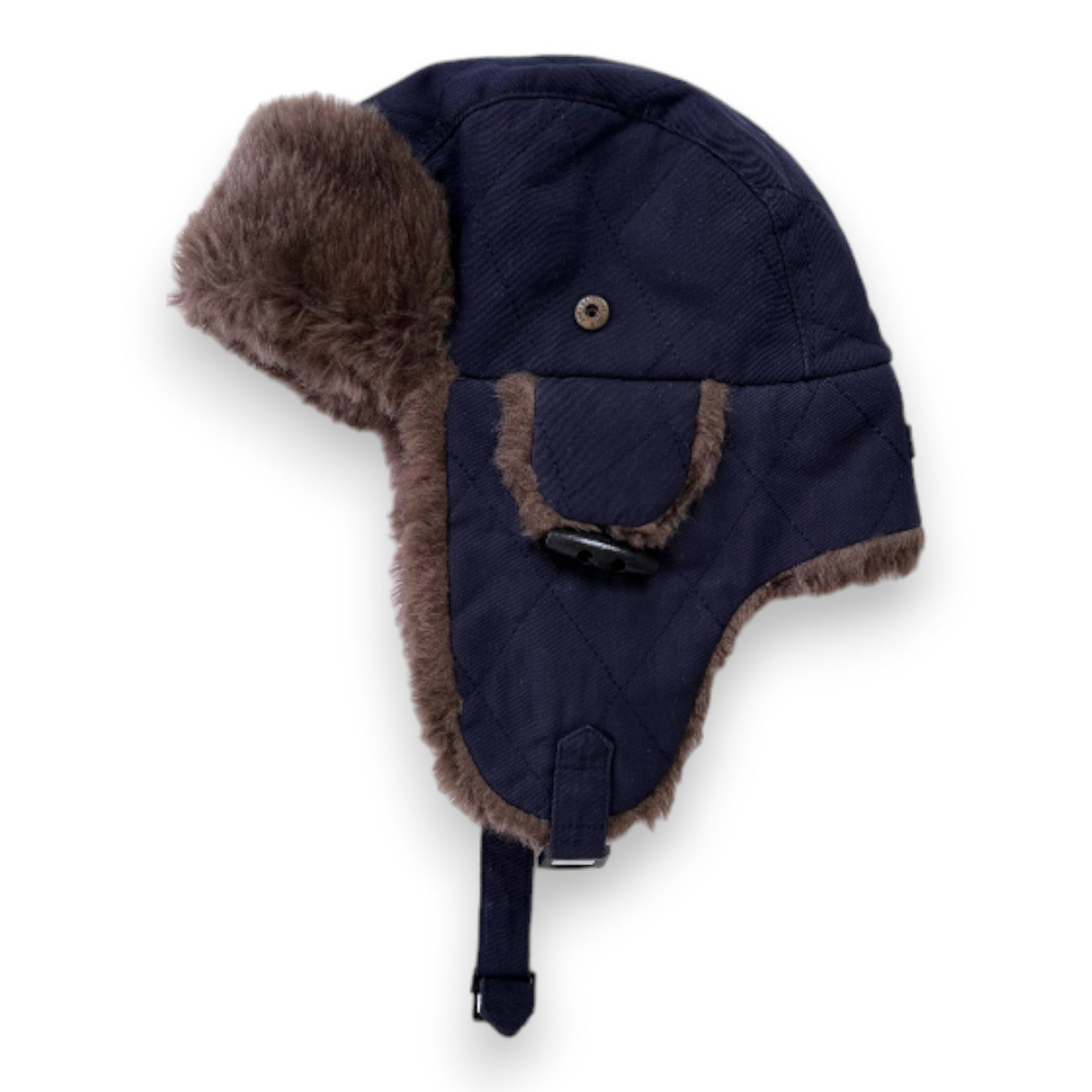 JACADI - Marineblaue und braune Pelzchapka - 3 Jahre